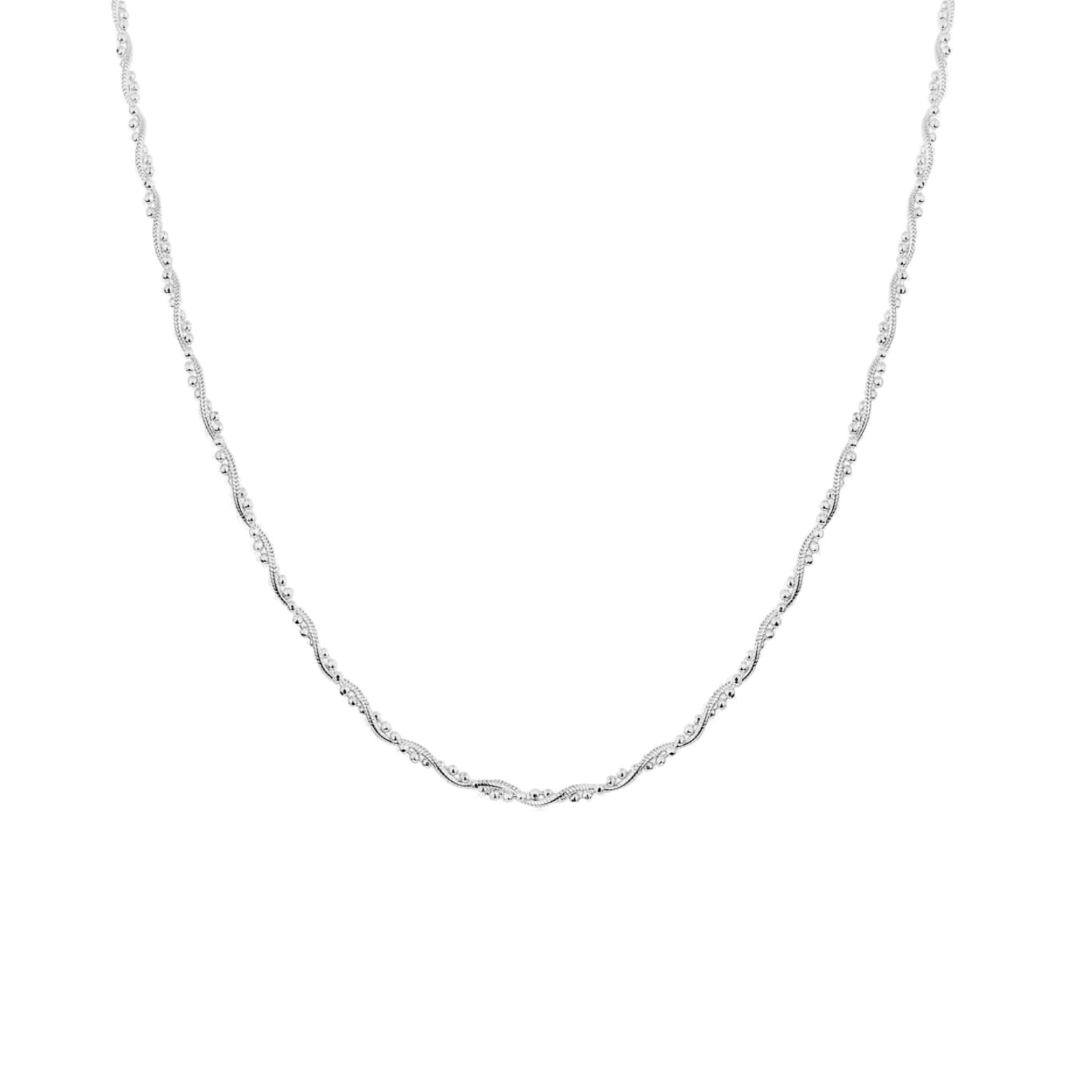 Spero London Women's Twisted Beaded Sterling Silver Italian Chain Necklace - Silver In Silver