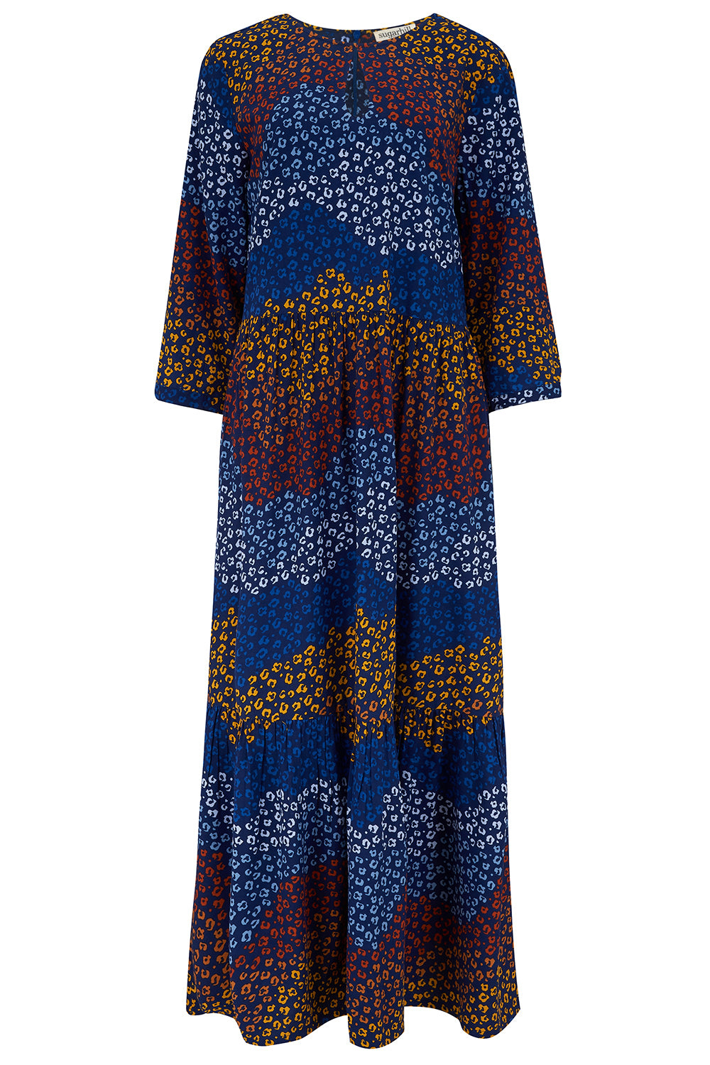 Women’s Shannon Maxi Smock Dress Navy/Multi, Dark Floral Waves Small Sugarhill Brighton