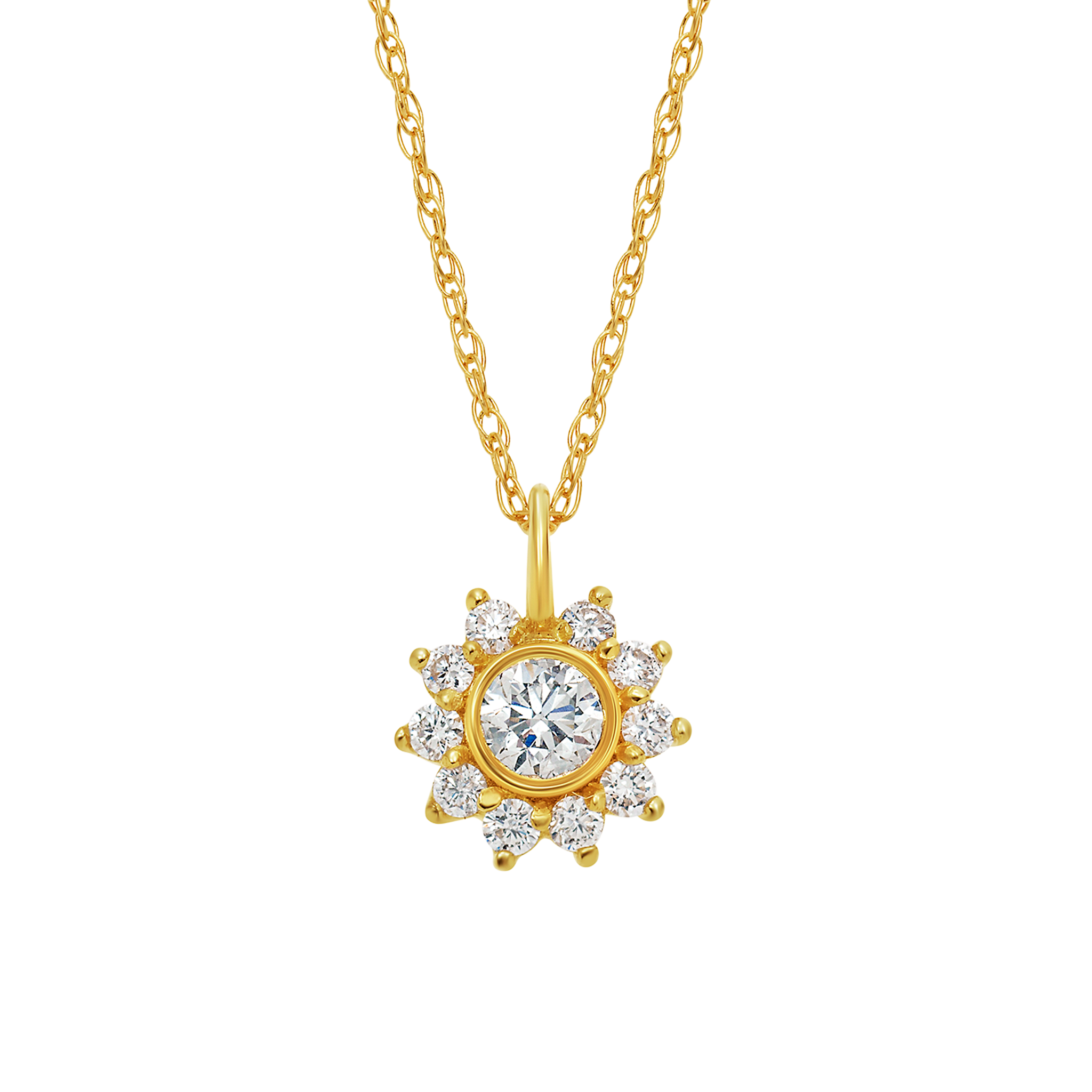 Women’s Solid 14Kt Gold Diamond Sunflower Pendant La Kaiser