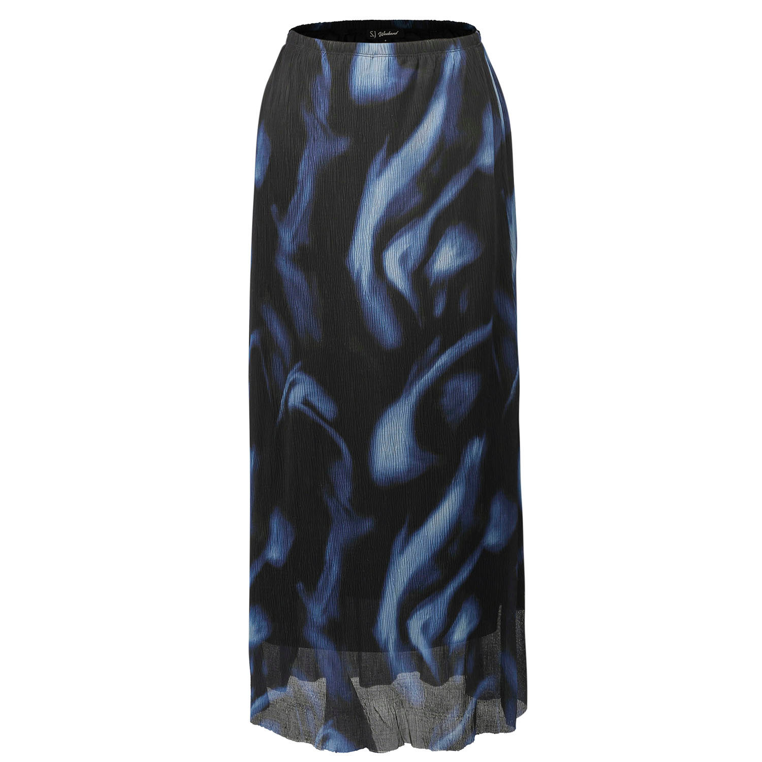 Smart And Joy Women's Abstract Print Mesh Midi Skirt - Blue