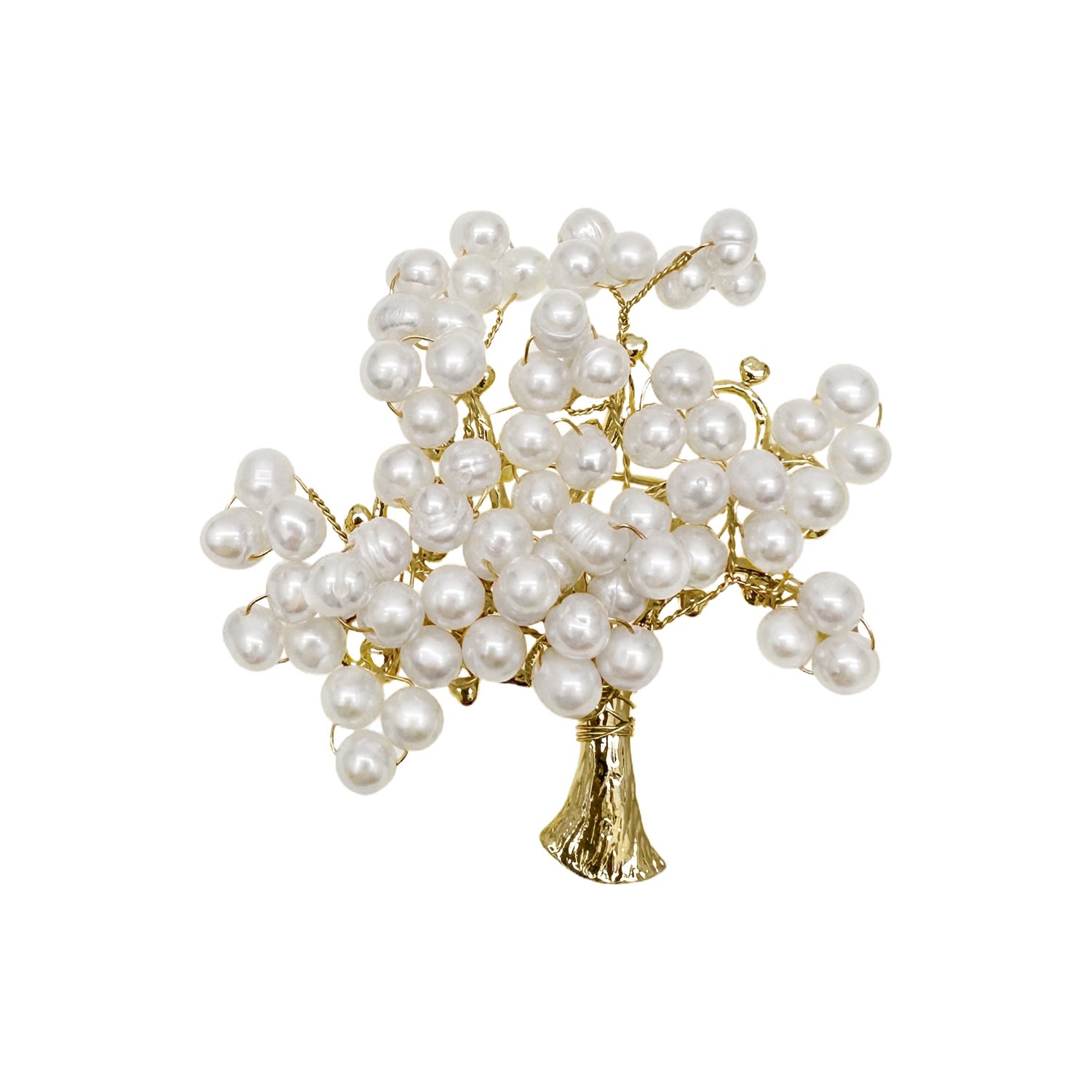 Farra Women's White Handcrafted Freshwater Pearls Tree Brooch In Multi
