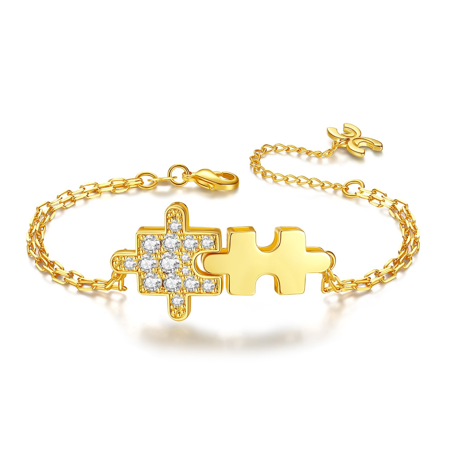 Shop Classicharms Women's Gold Sparkling Jigsaw Puzzle Bracelet