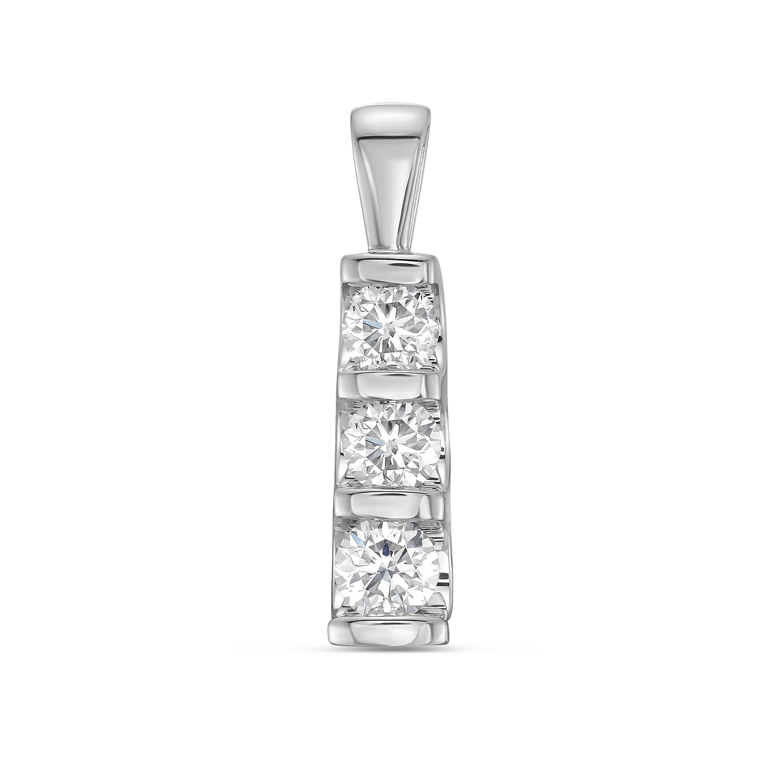 Artisan Women's Natural Diamond Three Stone Pendant In White Gold