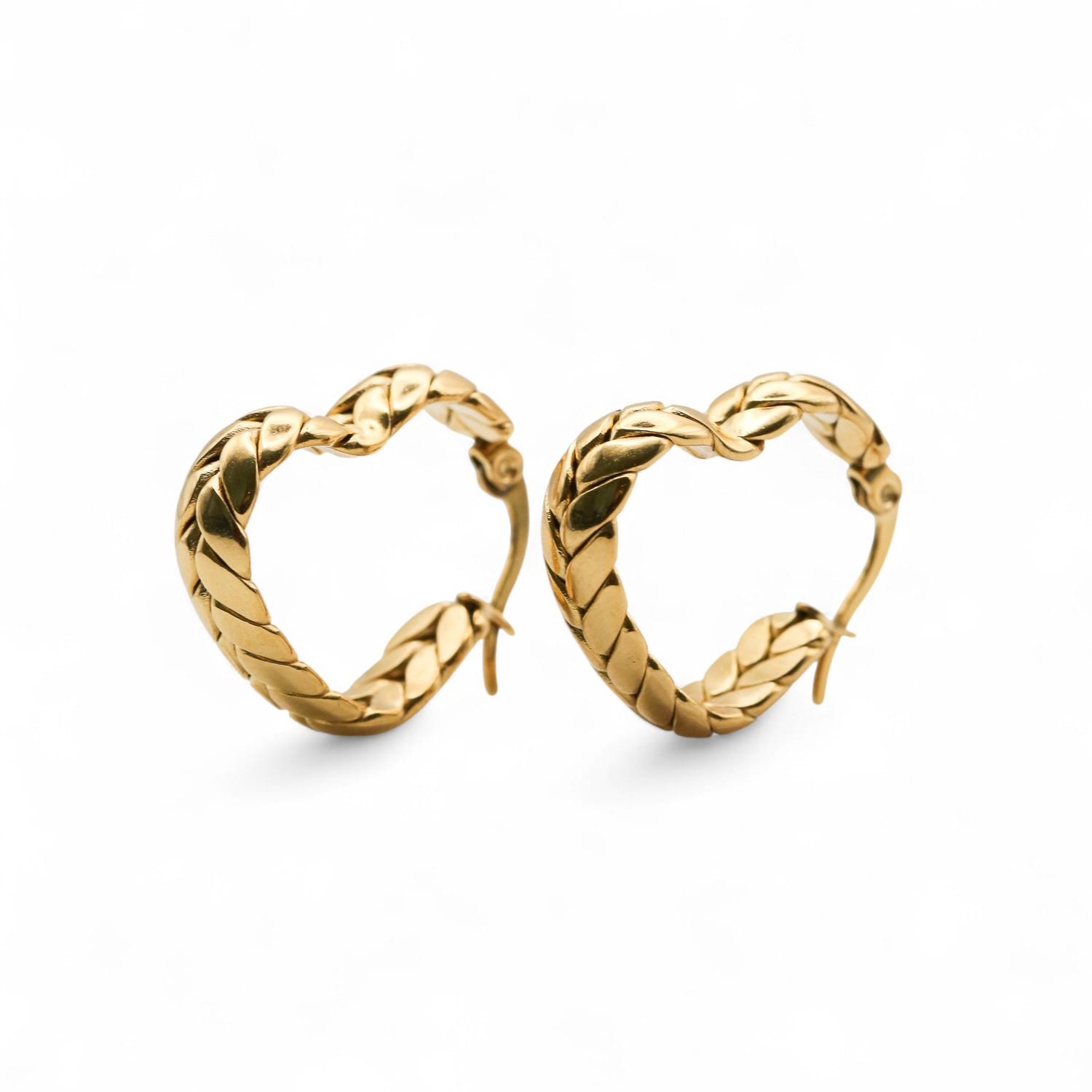 Miss Cecilia Women's Gold Braid Heart Hoops In Gold