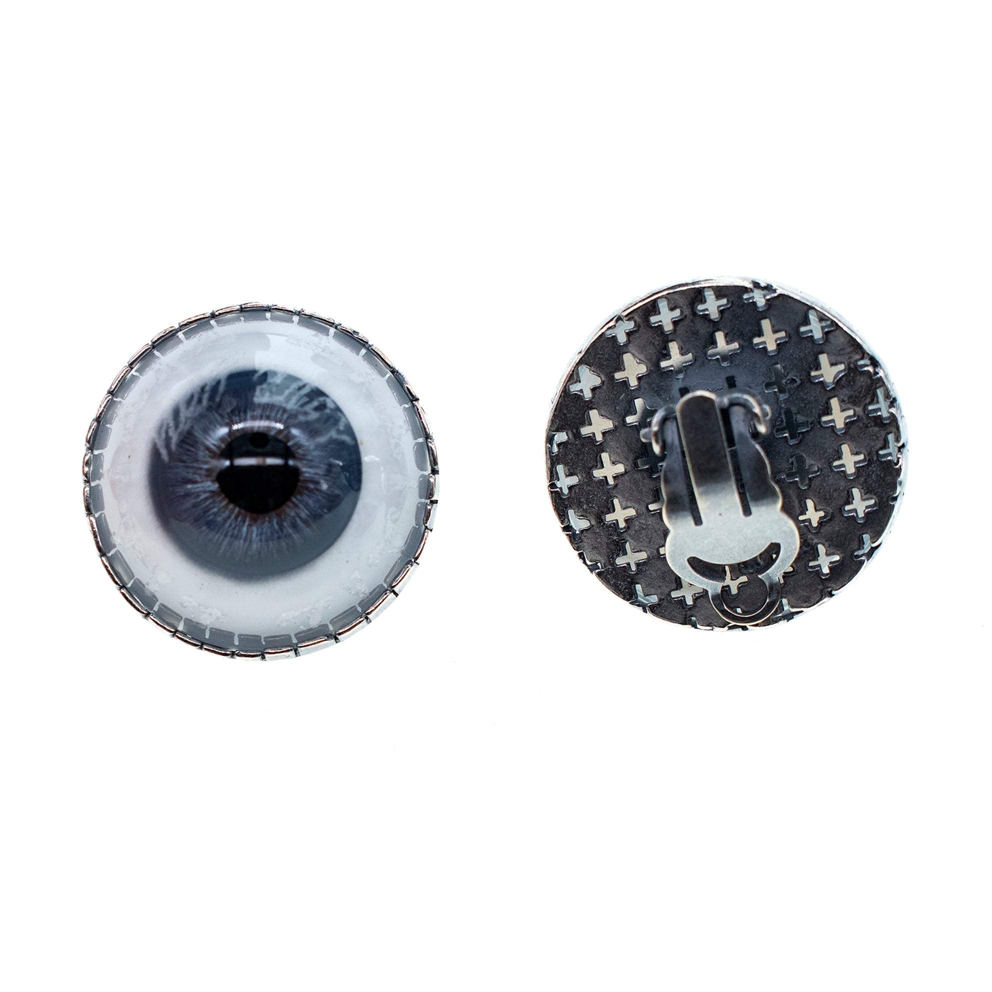 Women's Blue / Silver Eye Love You Ear Clips Blue Eye | Gem Kingdom