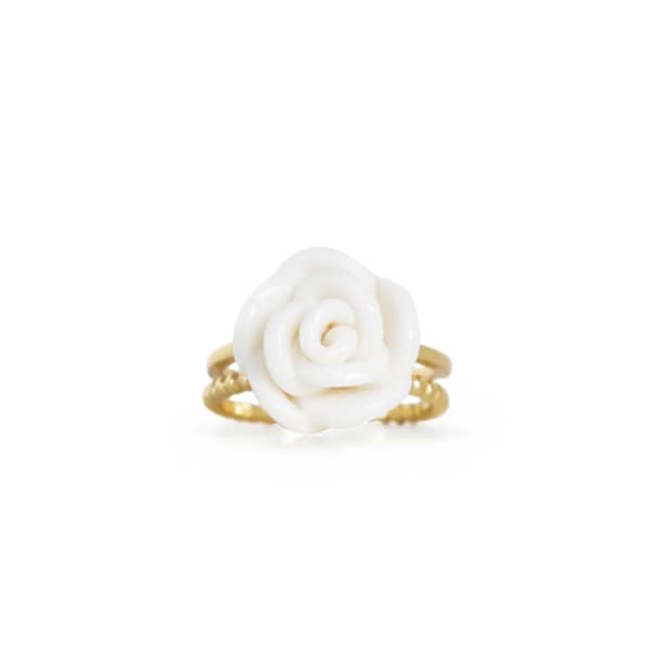 Poporcelain White Cloud Porcelain Rose Ring