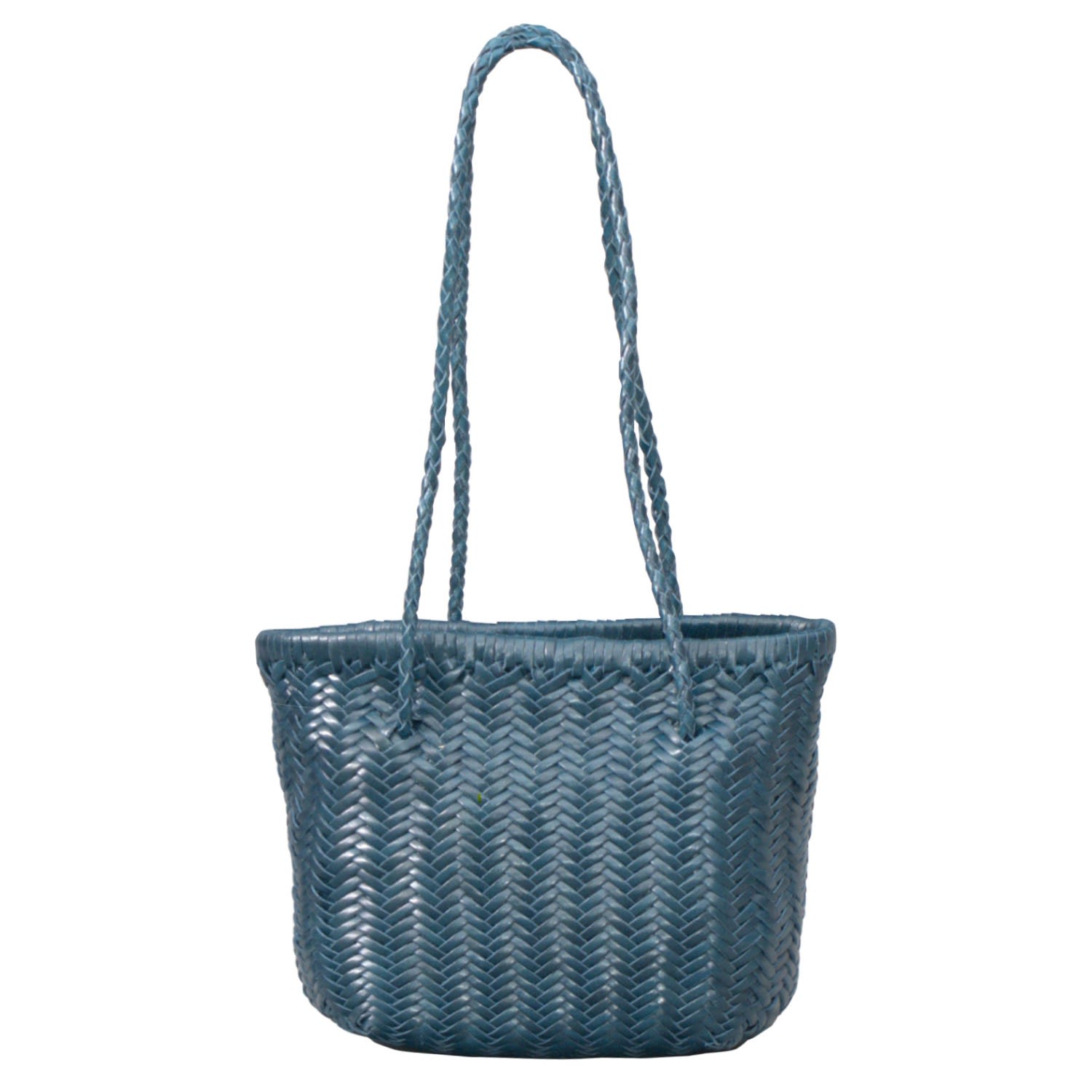 Rimini Women's Woven Leather Mini Beach Bag - Royal Blue