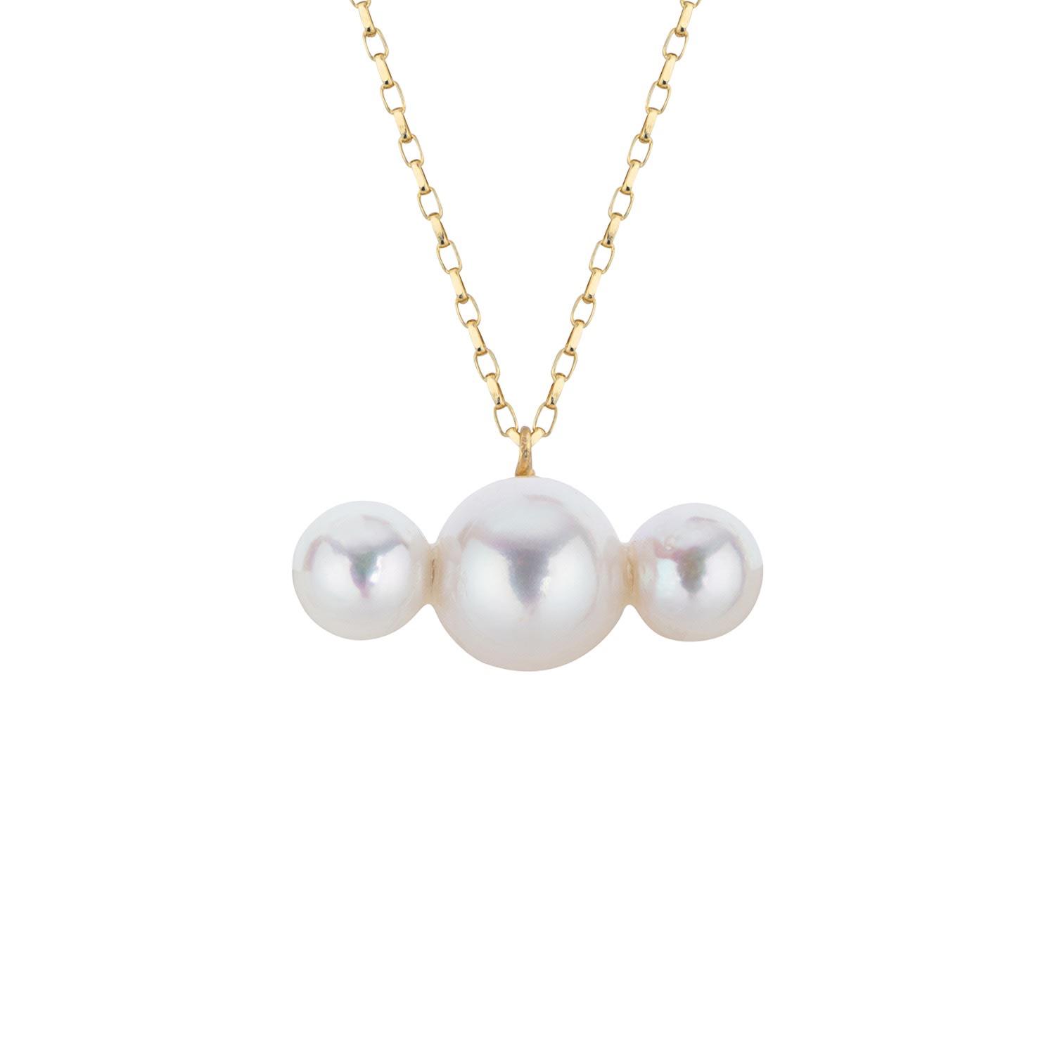 Women’s Gold / White Tria Pearl Chain Necklace - Solid 9Ct Gold Ora Pearls