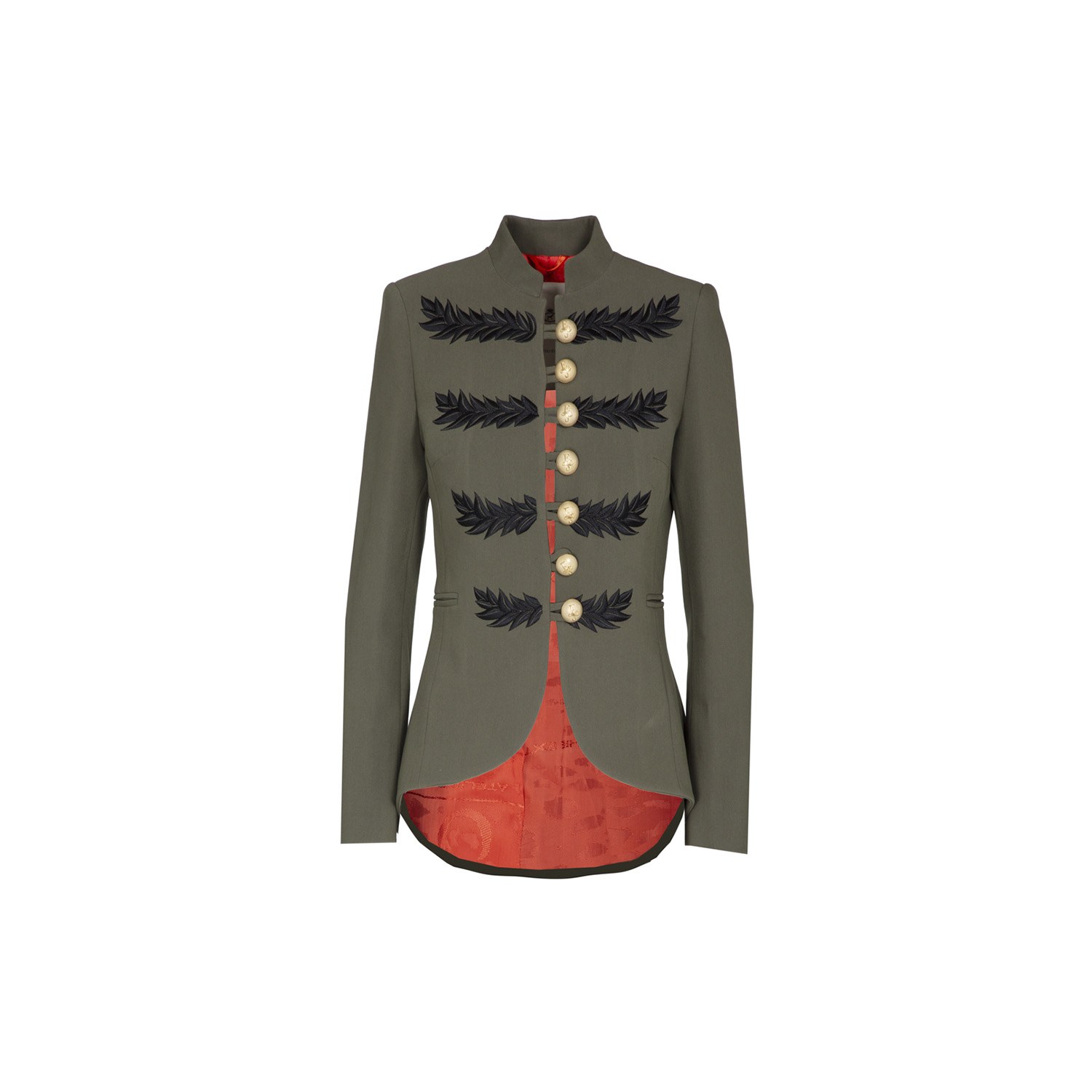 The Extreme Collection Women's Premium Crepe Mao Collar Green Blazer Renata Olive In Green