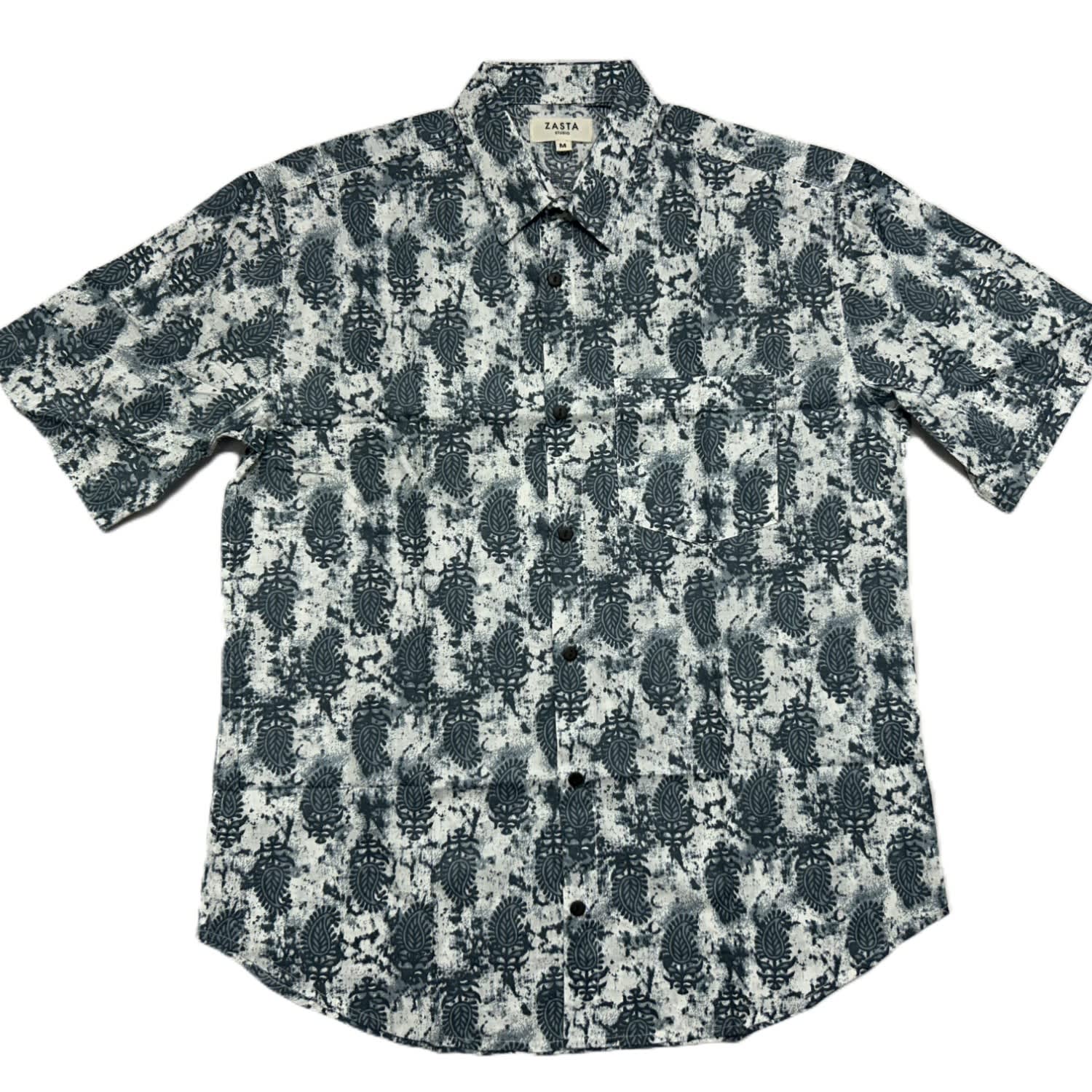 Zasta Studio Men's Organic Handprinted Cotton Summer Half Sleeve Shirt I