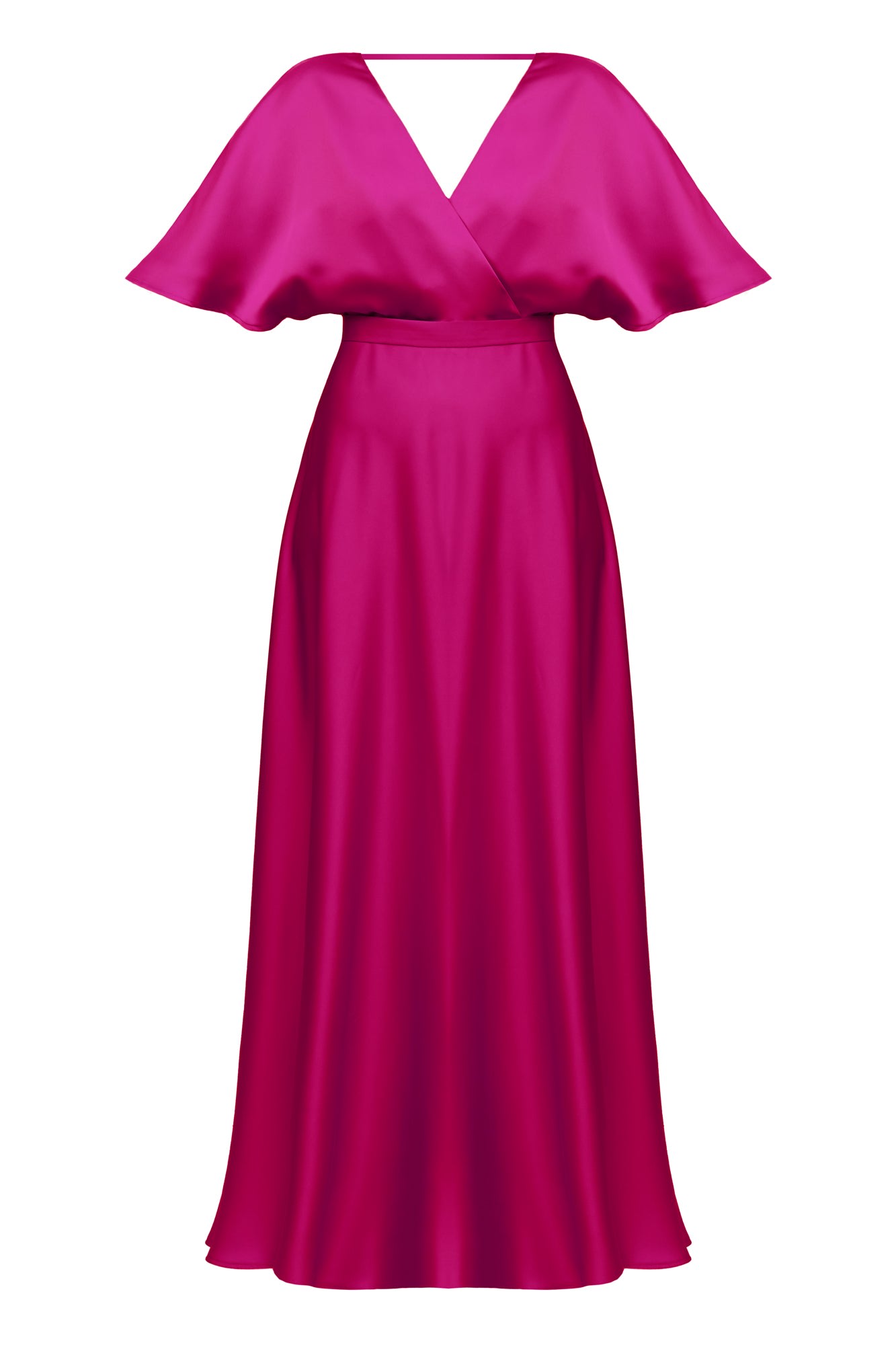 UNDRESS WOMEN'S PINK SOLENE MAGENTA SATIN LONG WEDDING GUEST DRESS