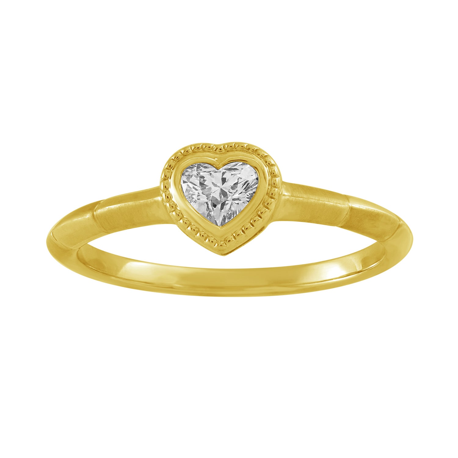 Artisan Women's White / Gold Heart Cut Diamond Band Ring In Yellow Gold