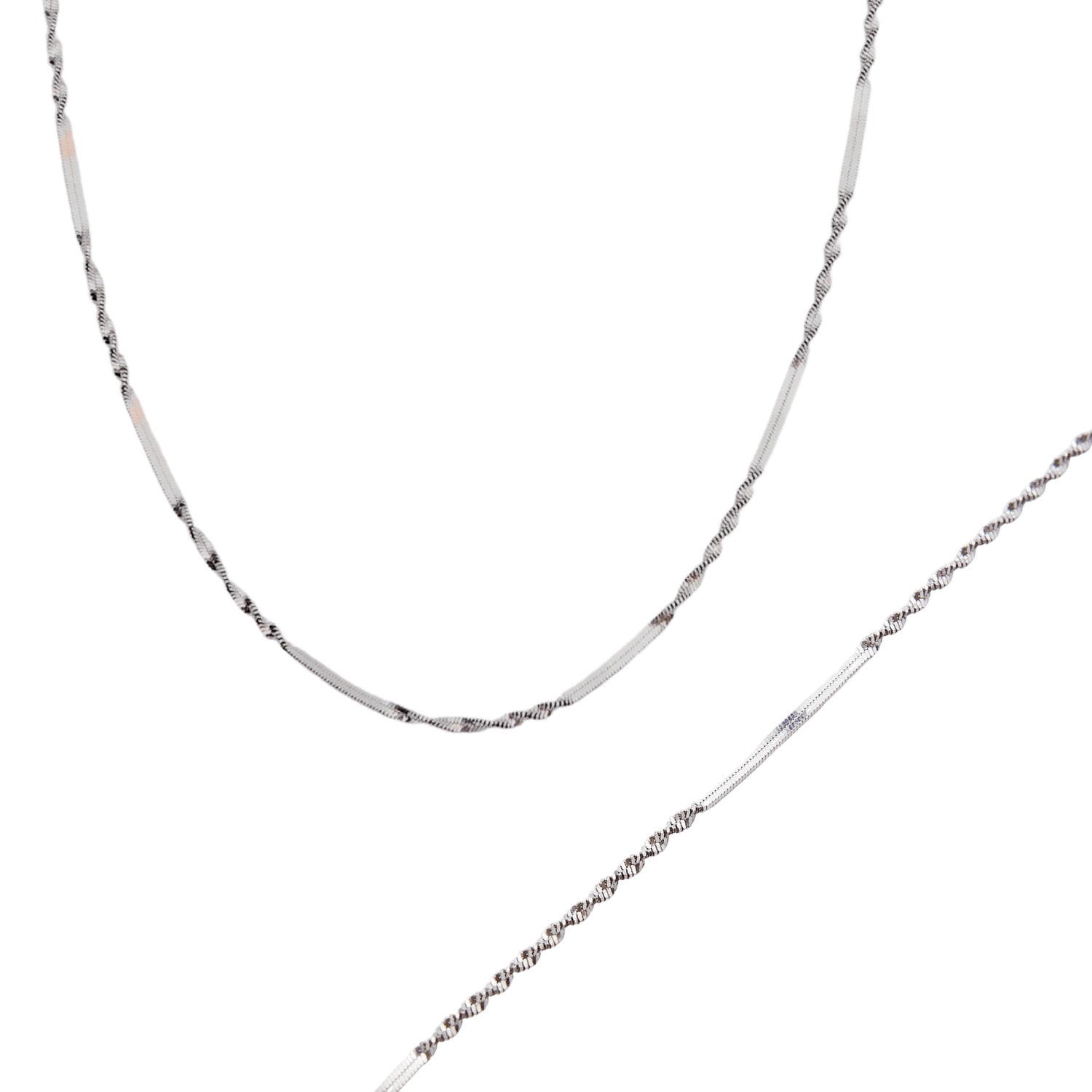 Women’s Half Twisted Sterling Silver Chain Necklace And Bracelet Set - Silver Spero London