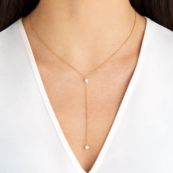 Lily & Roo Sterling Silver Pearl Lariat Necklace In Lariat
