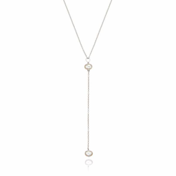 Lily & Roo Sterling Silver Pearl Lariat Necklace In Lariat