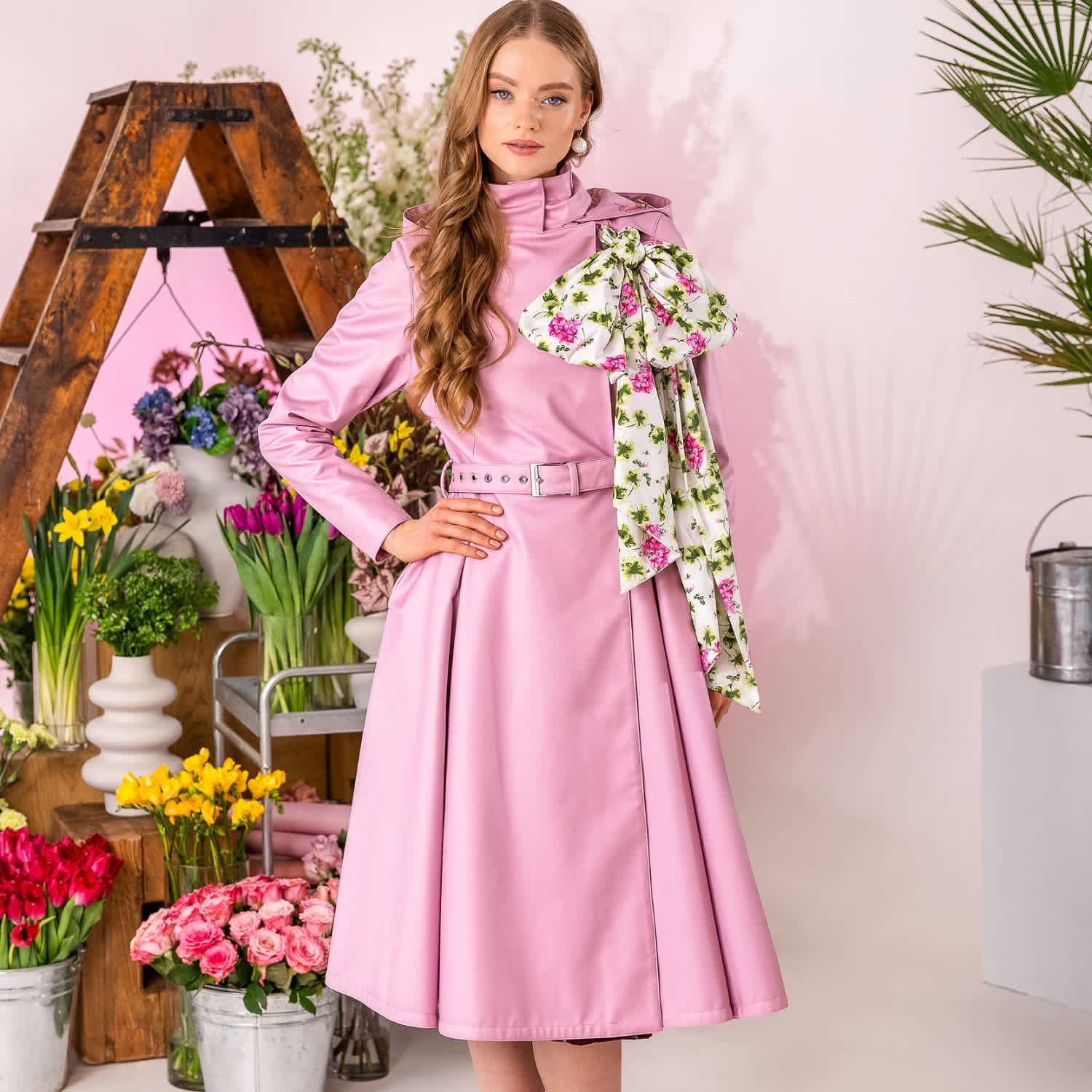 Pink Trench Coat: Rosie Bow | RainSisters | Wolf & Badger