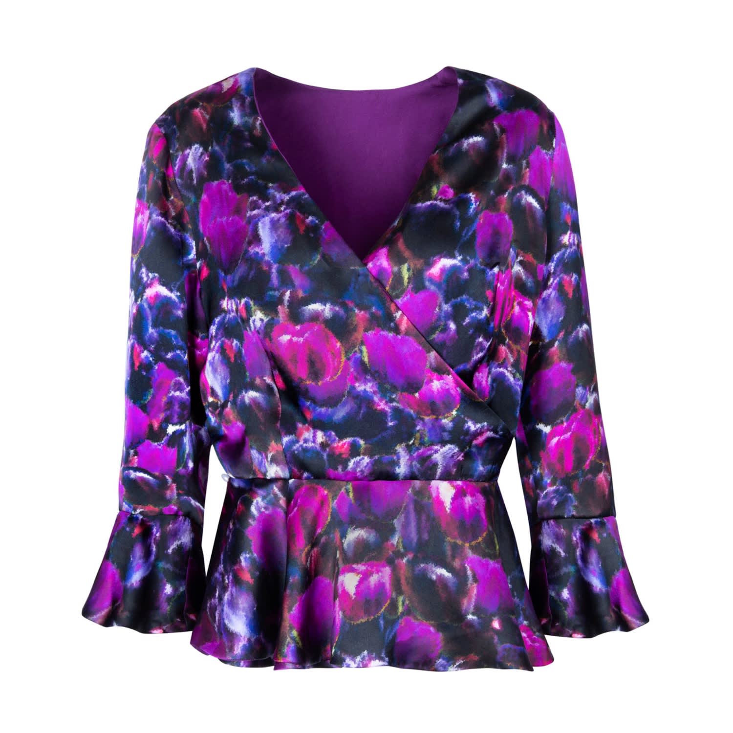 pink satin wrap top