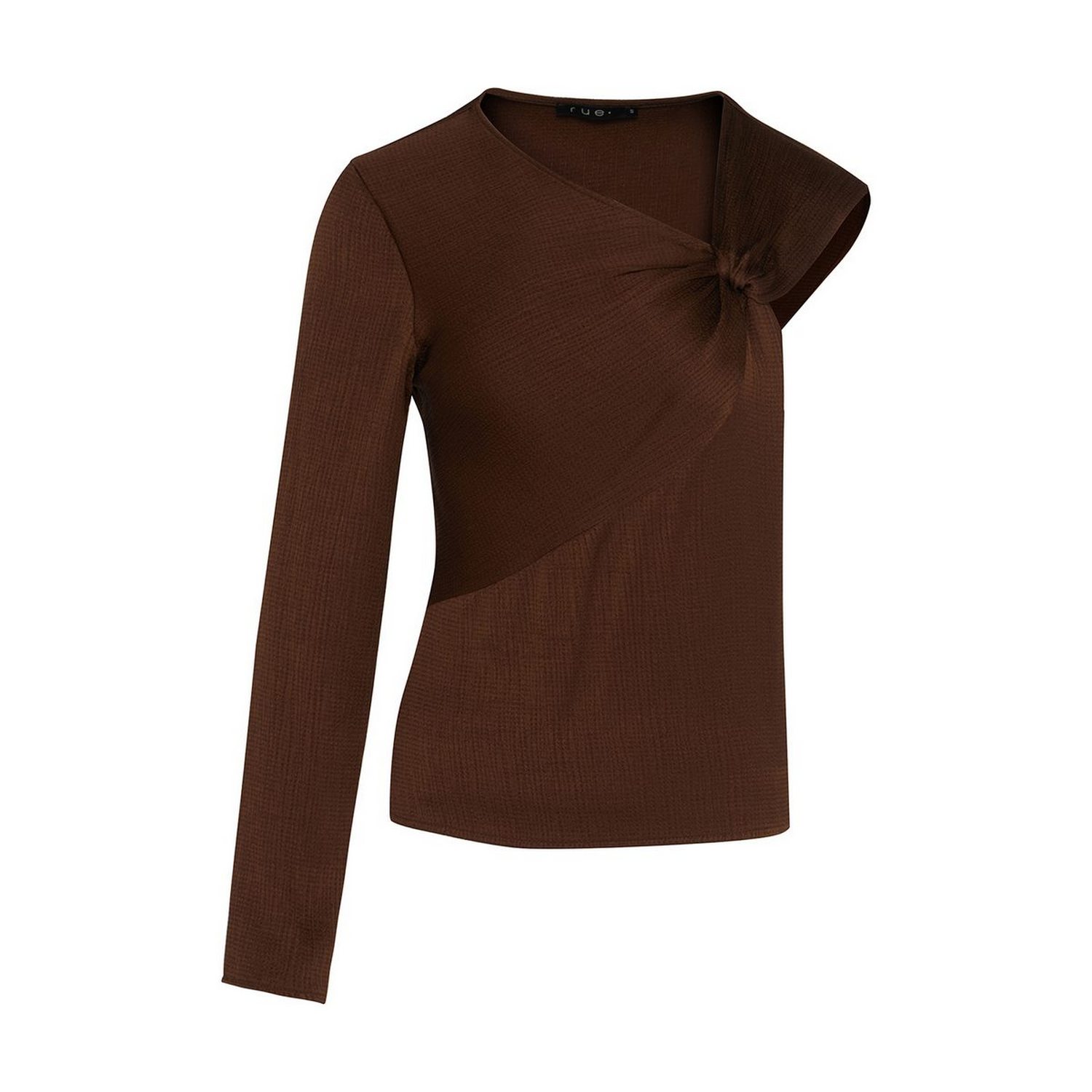 Women’s Single Sleeve Crinkle Textured Brown Blouse Small Rue Les Createurs