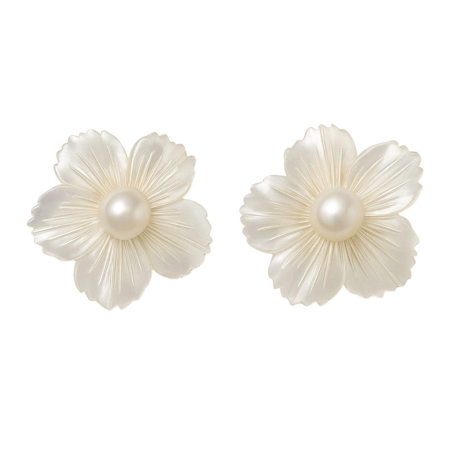 Martina Rozenberg Smira Jewelry Women's Gold / White Flower Pearl Earrings