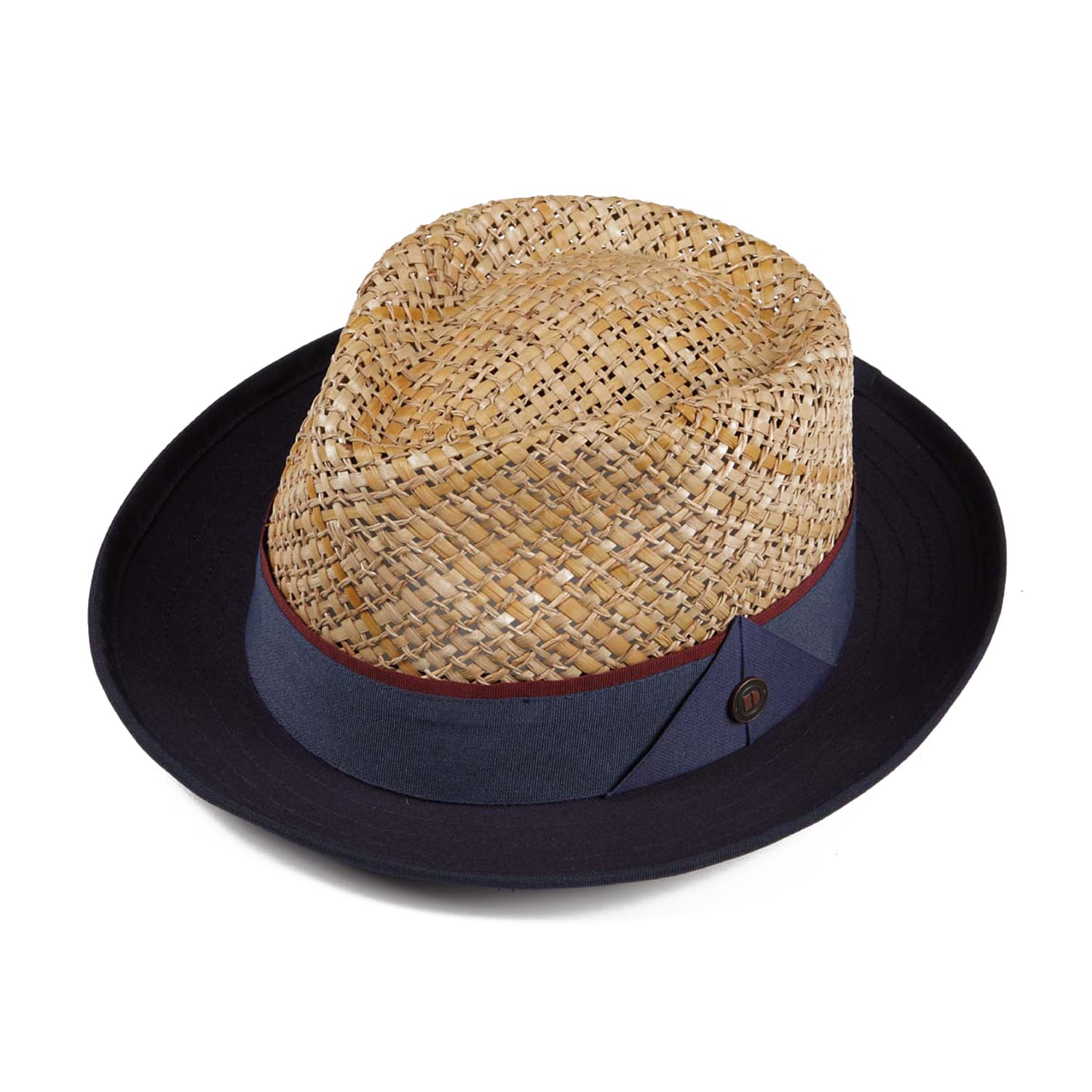 Men’s Blue Dasmarca Ronan Straw Wide Brim Fedora Summer Straw Sun Hat - Navy 55Cm Dasmarca Hats