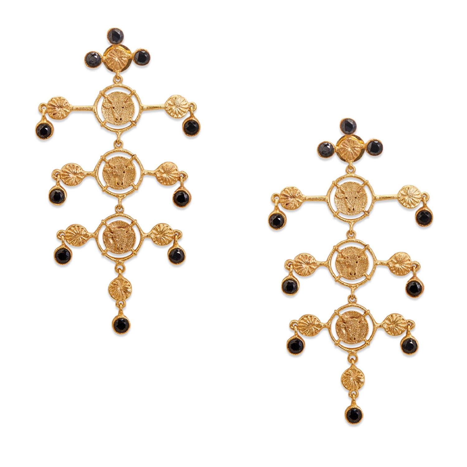 Women’s Gold Inka Chandelier Earrings With Black Onyx Dhwani Bansal