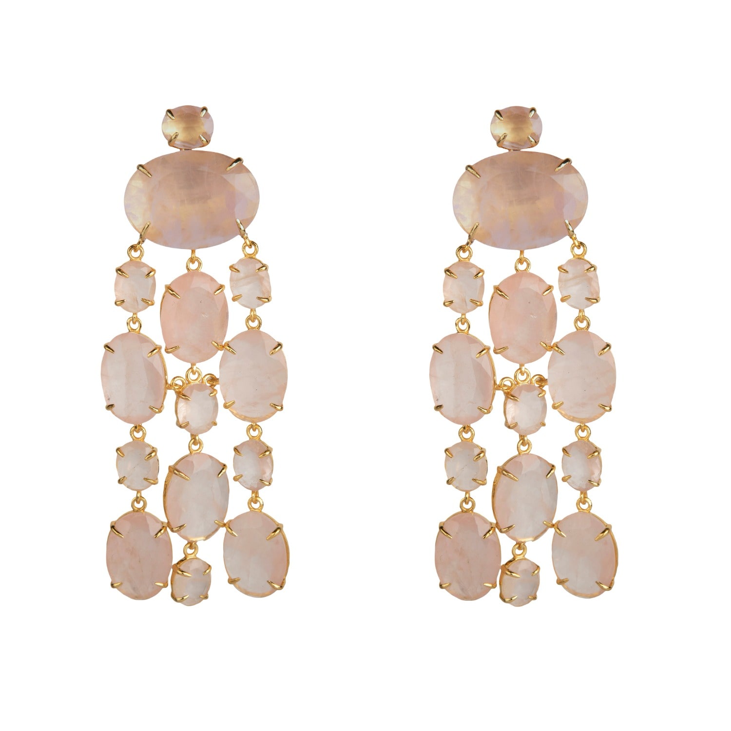 Bounkit Women's Pink / Purple Marysol Earrings Rose Quartz Clip On