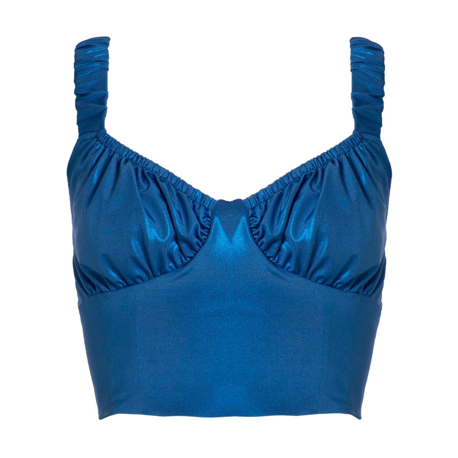 Women’s Ruby Bustier Top In Blue Small Roses are Red