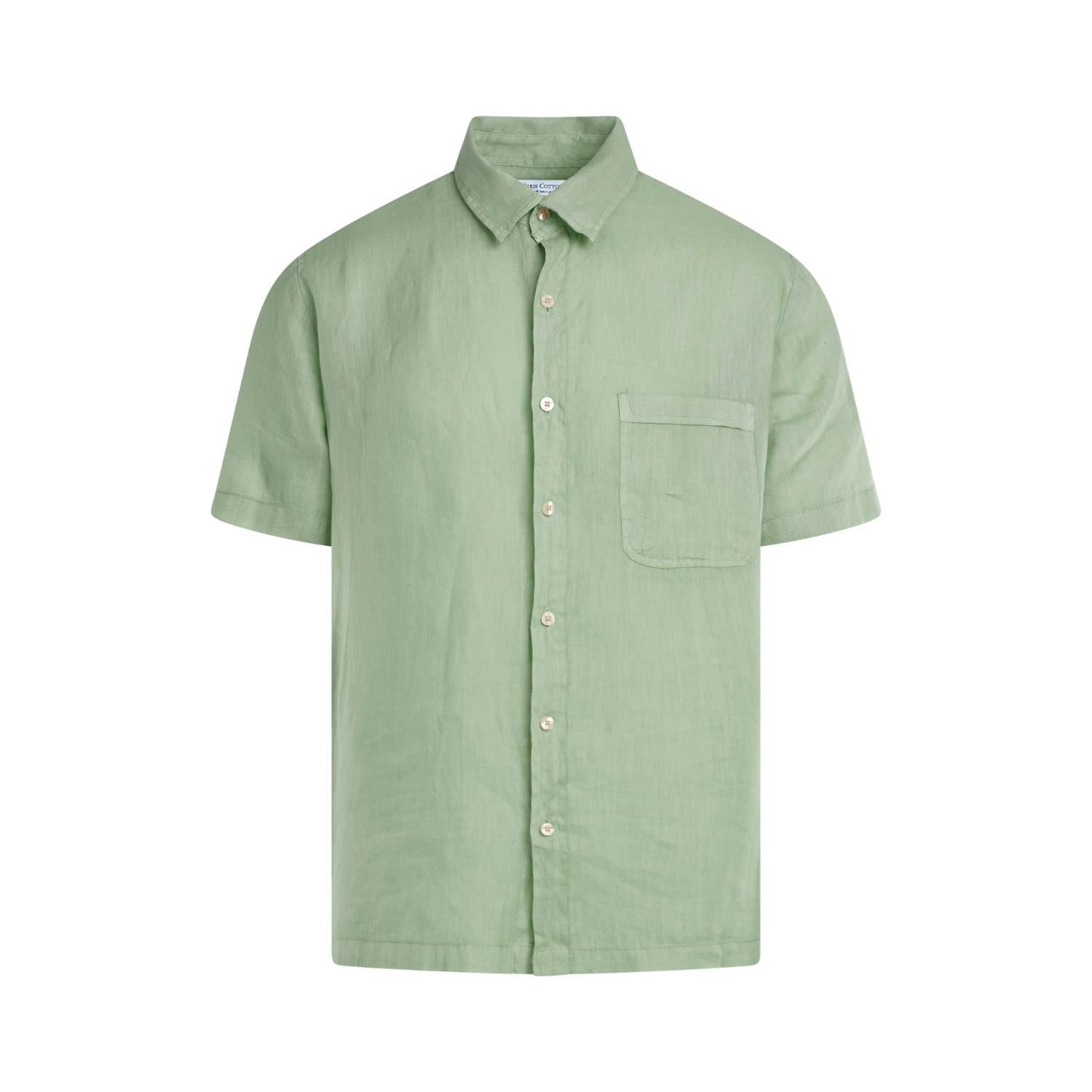 Haris Cotton Men's Short Sleeved Front Pocket Linen Shirt - Grecian Green