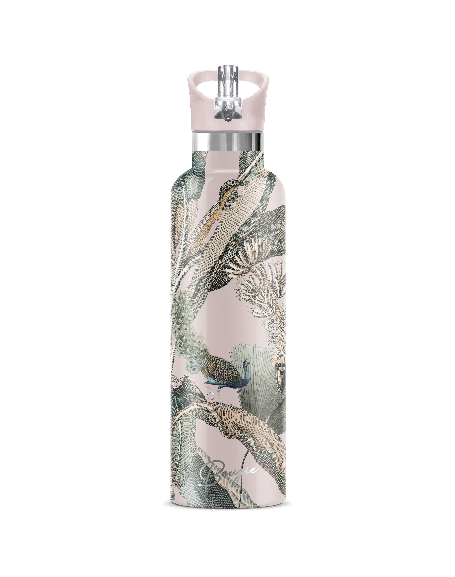 My Bougie Bottle Neutrals Tropique Peacock Insulated Water Bottle In Multi