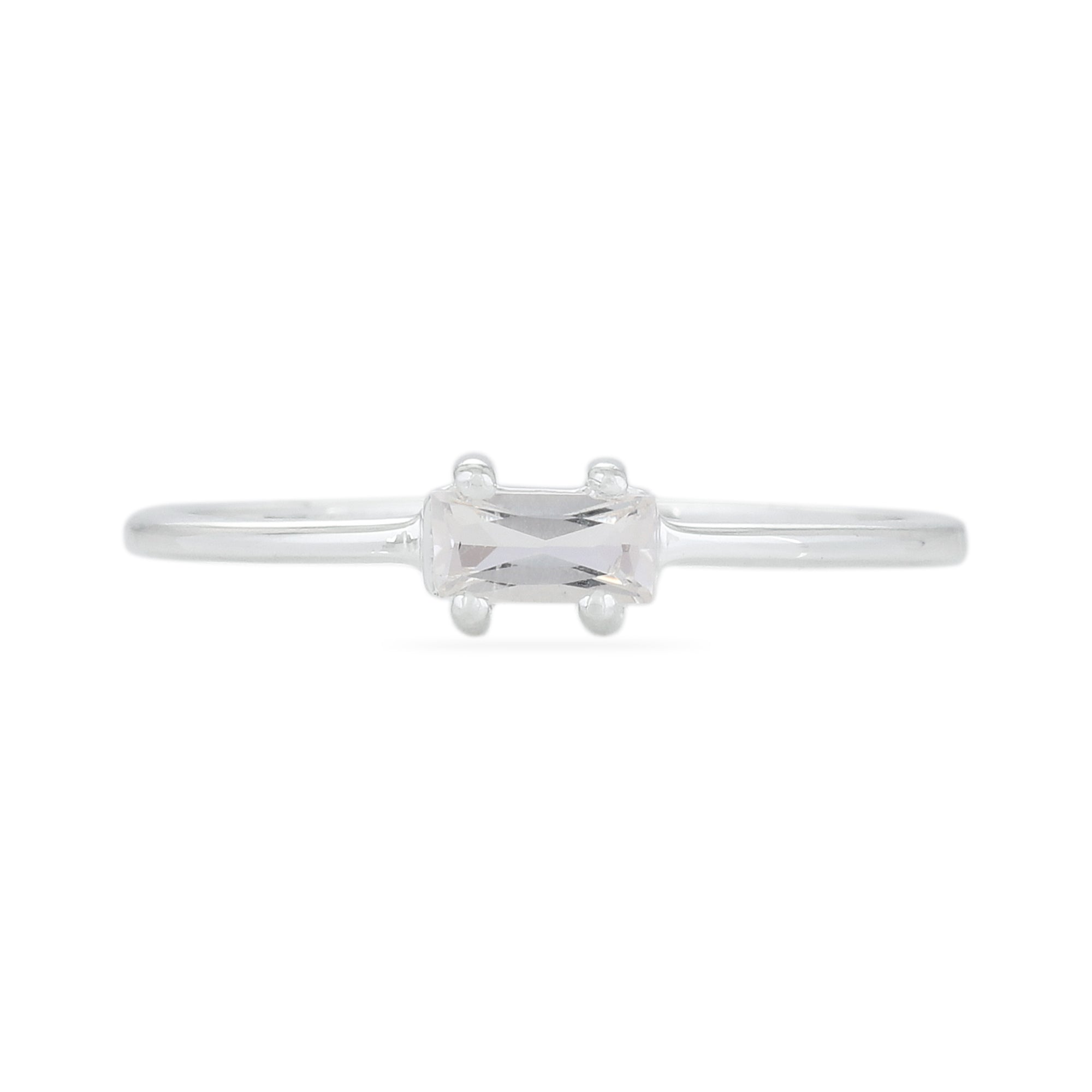 Women’s White Topaz Baguette Ring - Sterling Silver | Karrah Jewellery