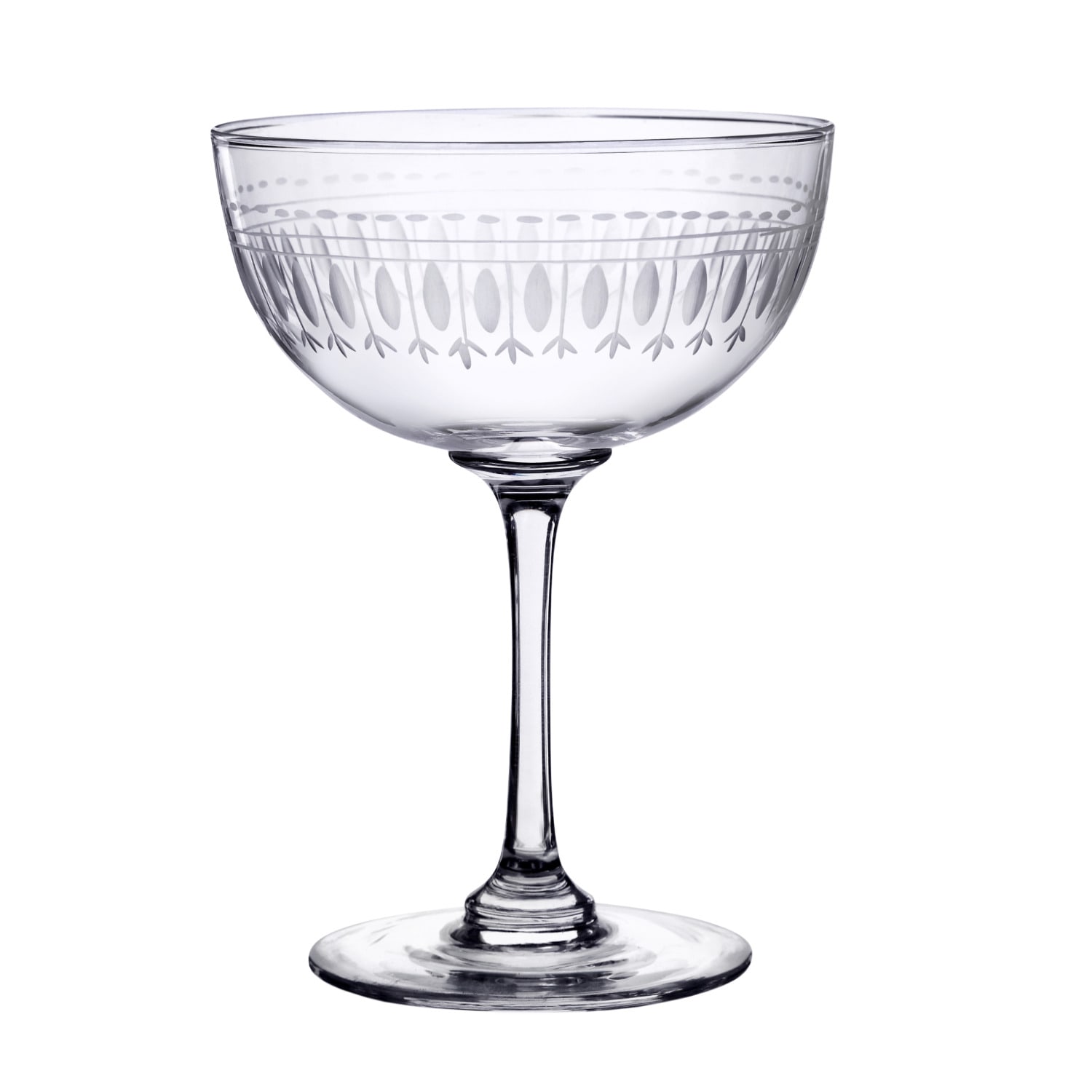 Six Hand-Engraved Crystal Champagne Saucers With Ovals Design The Vintage List