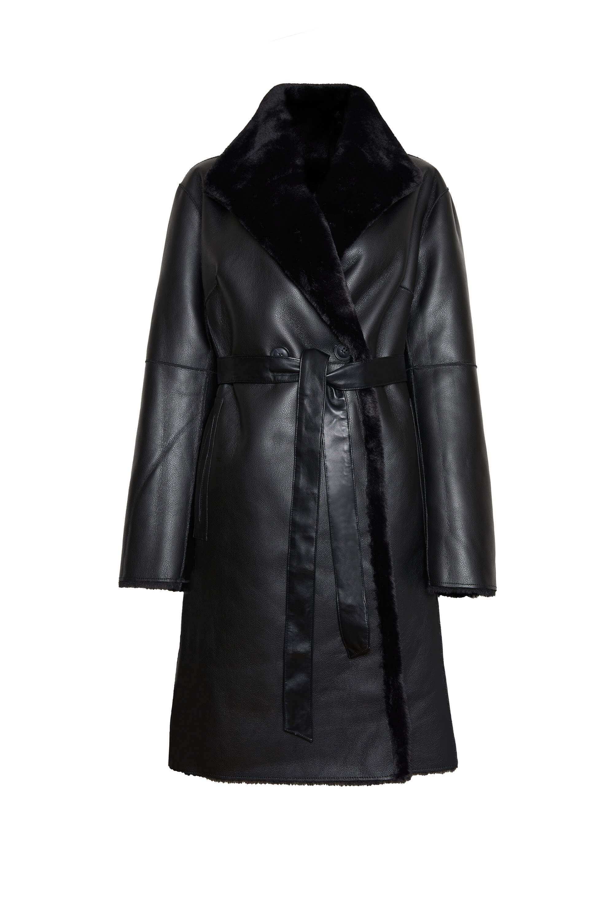 James Lakeland Women's Faux Fur Wrap Reversible Coat Black