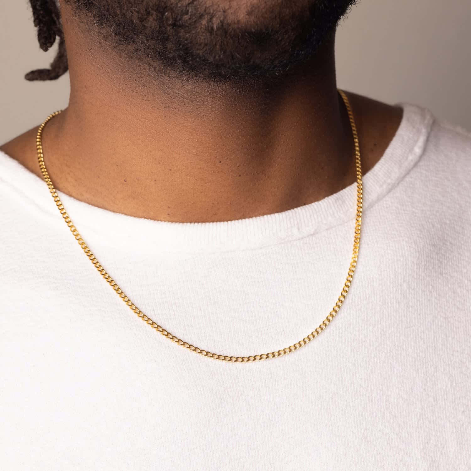 Men s Gold Cuban Link Chain In 3mm by Nialaya