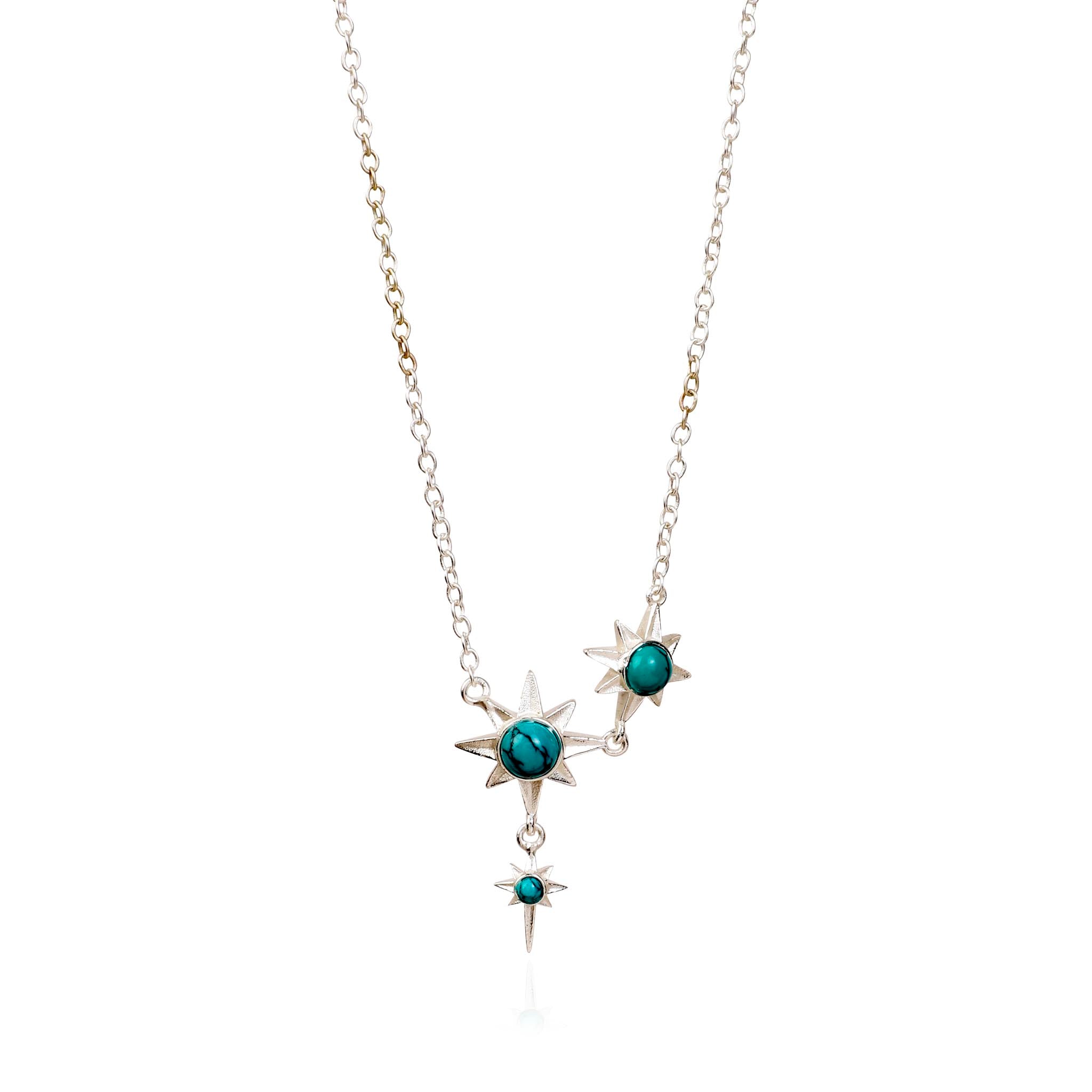 Lila Rasa Women's Celestial North Star Necklace Silver Turquoise Gemstone In Silver