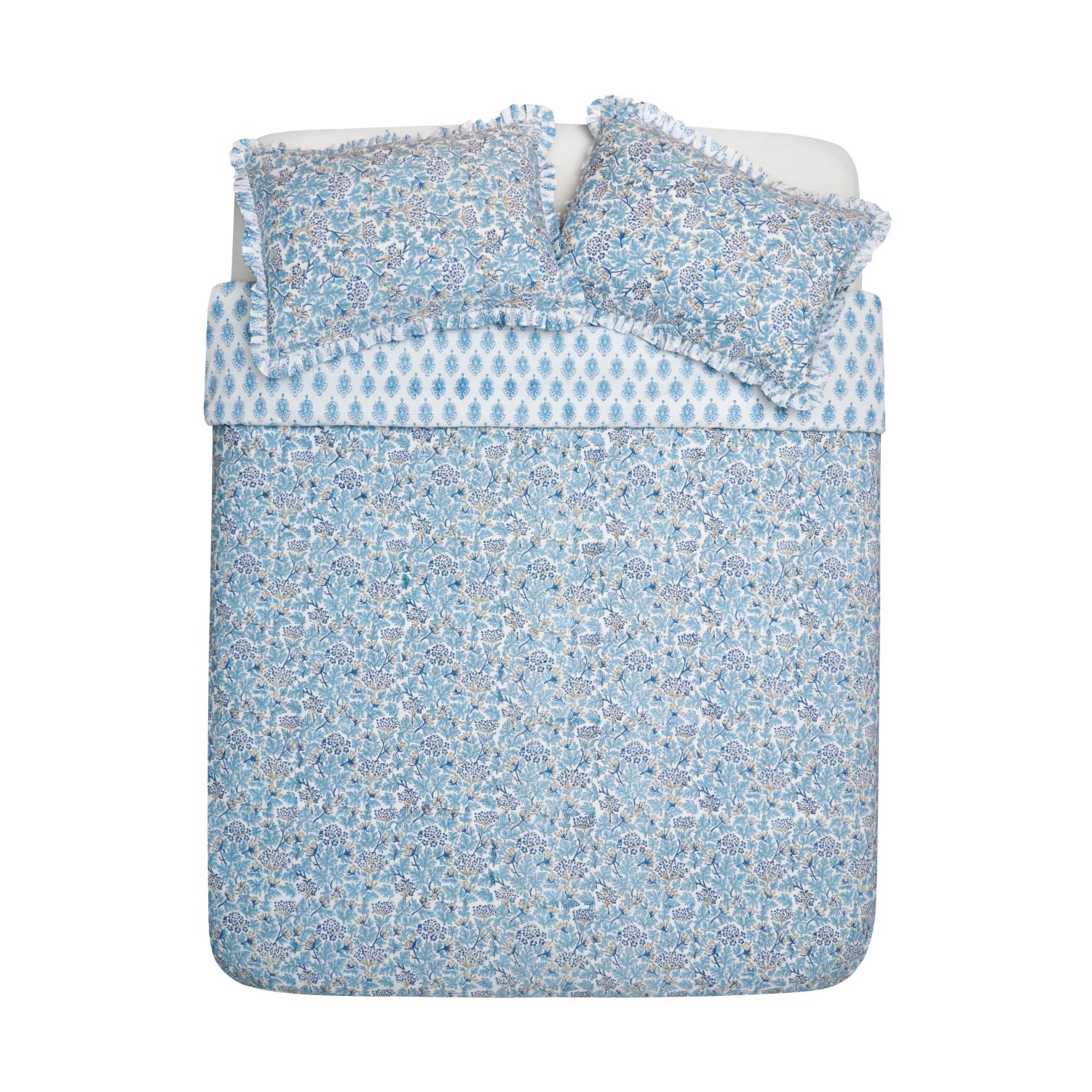 Inara Blue Botanical Paisley Bedding Set Super King