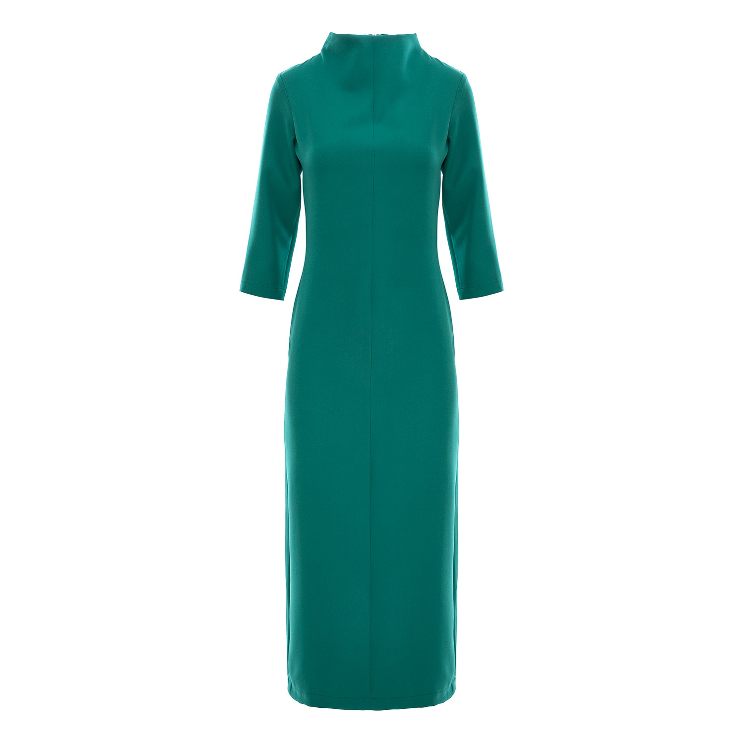 Concept A Trois Women's Green, Fitted Dress With Three-quarter Sleeves And Slits In Green