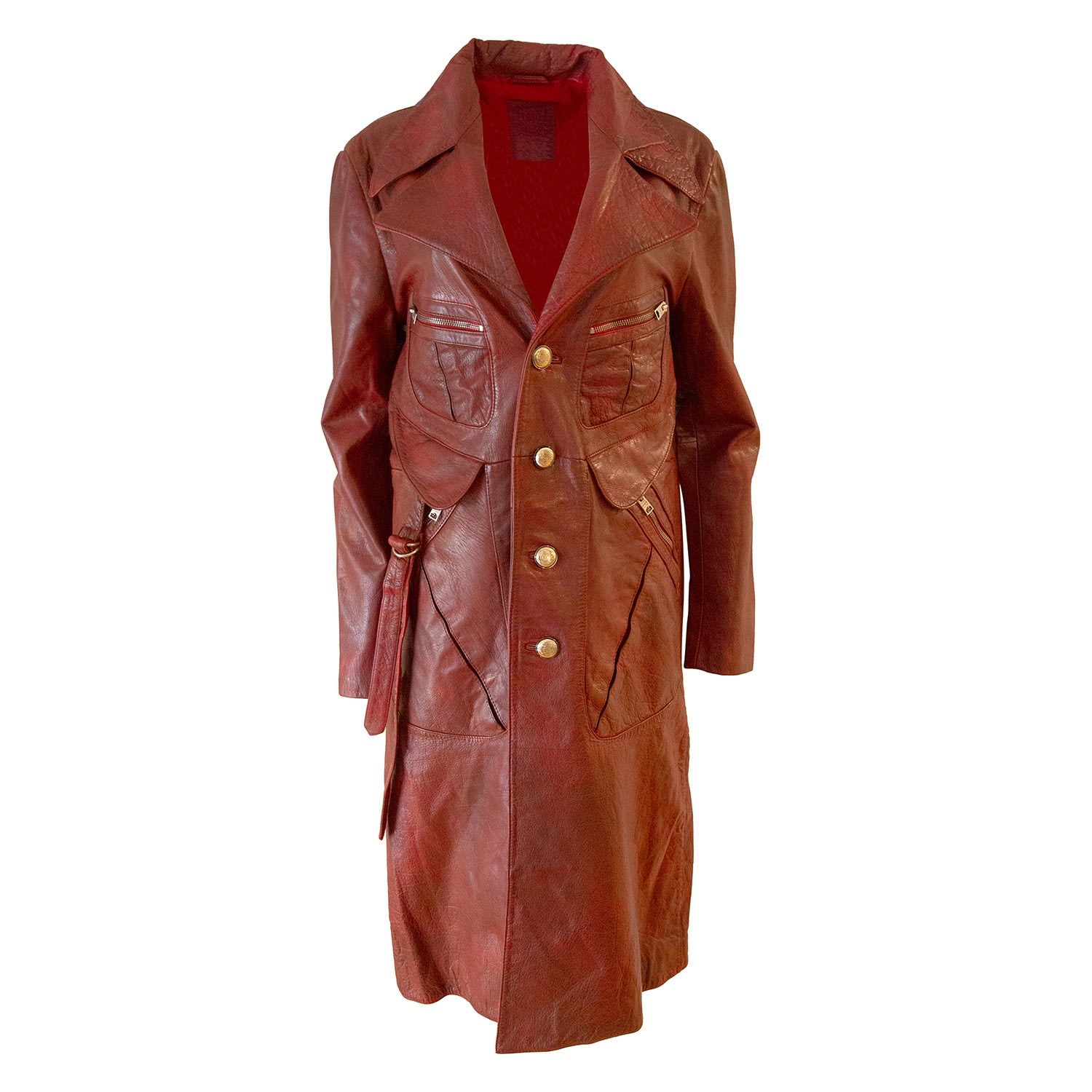 Zasta Studio Men's Yellow / Orange The Red Planet Long Coat Leather Jacket In Yellow/orange