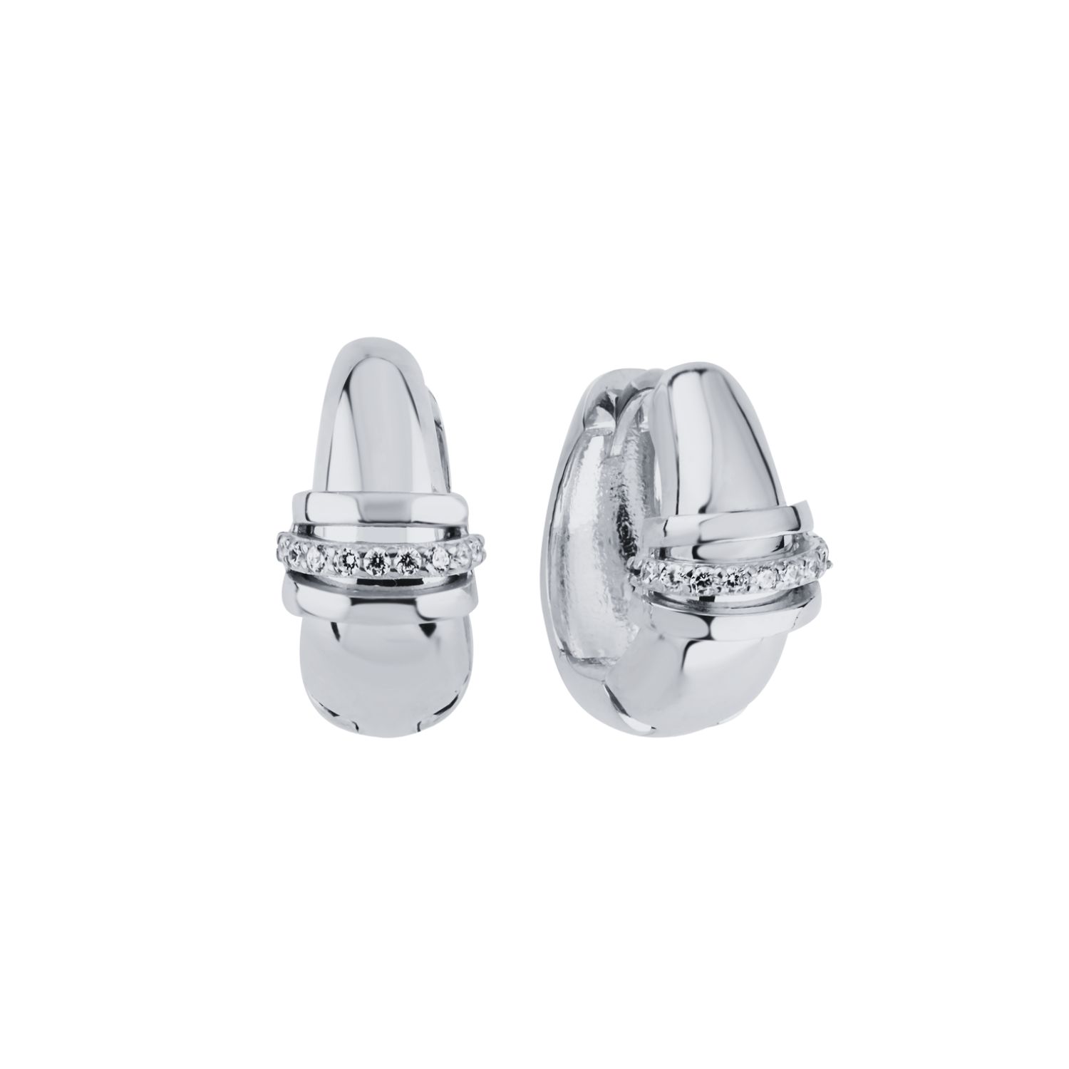 Linya Jewellery Women's Stone Mini Hoop Earrings Silver
