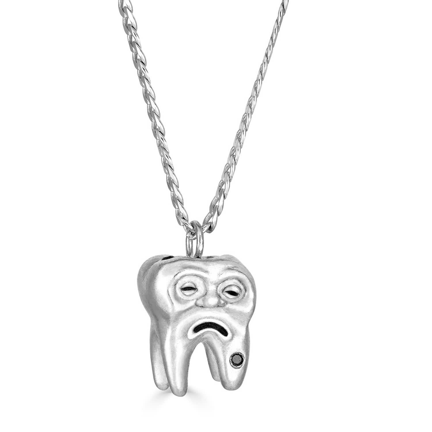 Women s Diamond Tooth Necklace Black Puckr