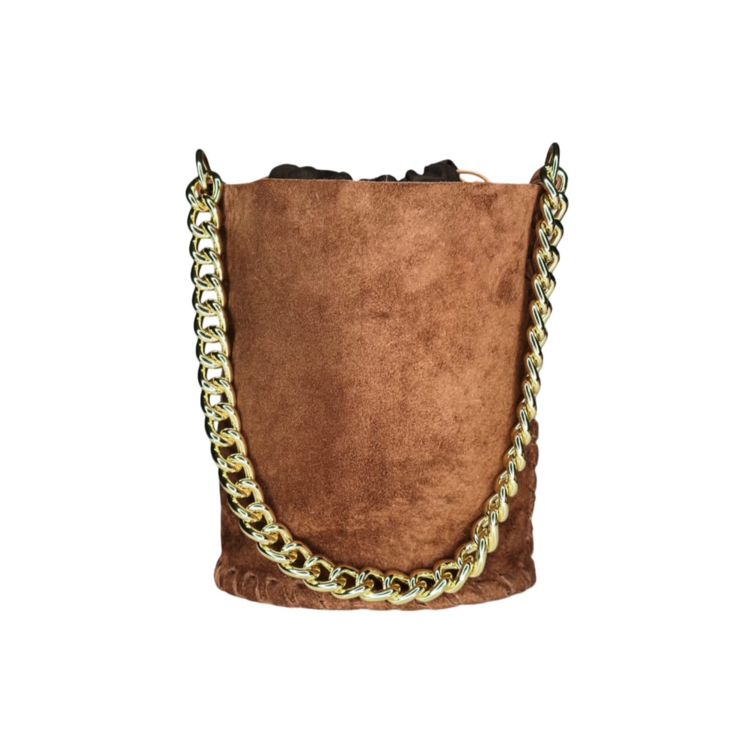 Ruj Heritage Women's Brown / Gold Bucket Bag Suede In Multi