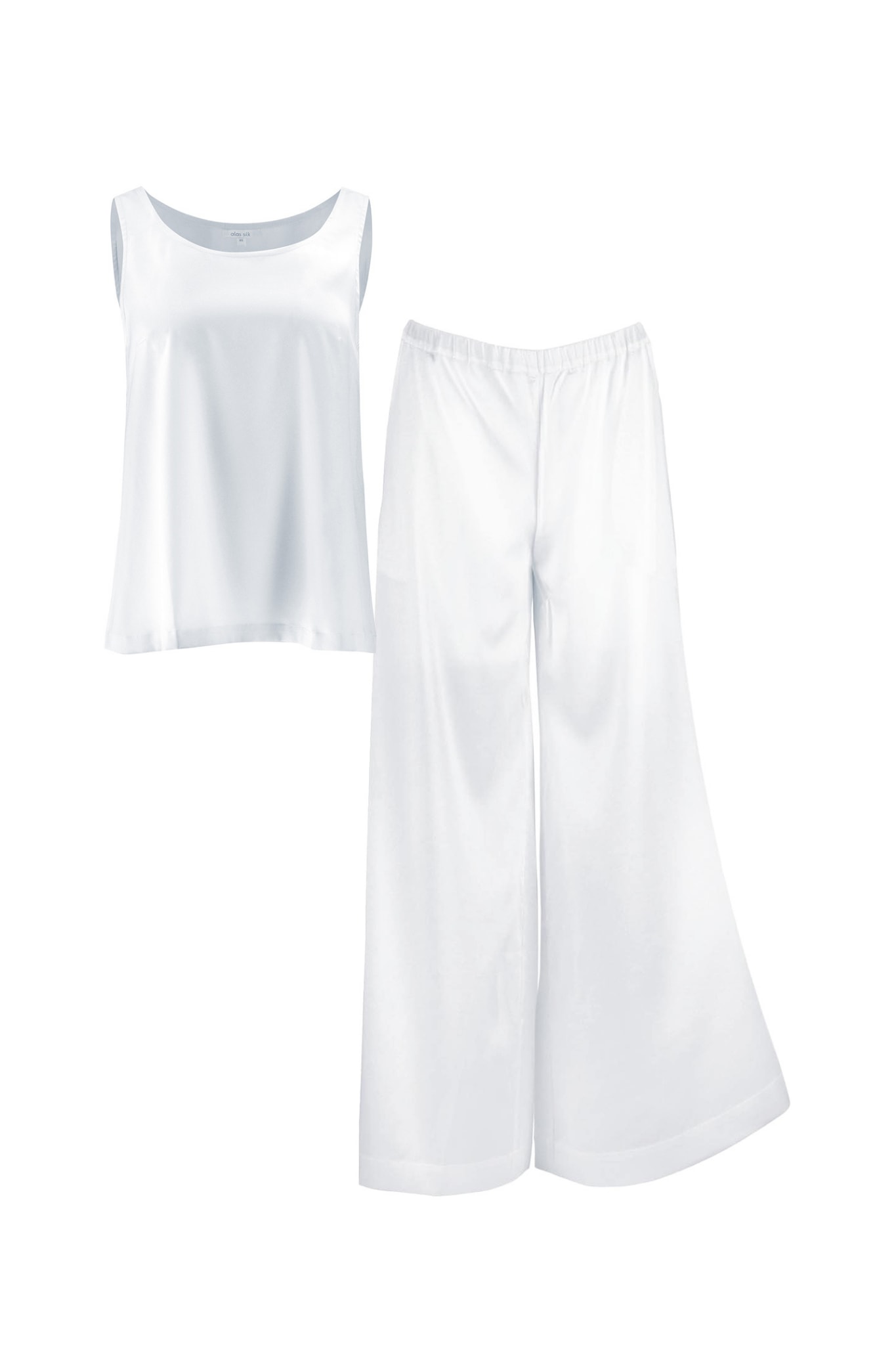 Silk Pants & Top Set ’Alana’ In Milk White Large Alas