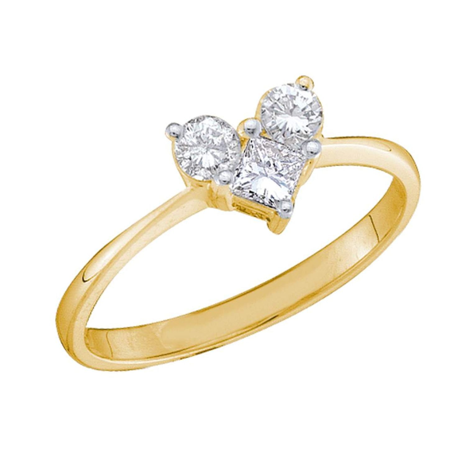 Women’s White Princess Diamond Heart Ring In 14Kt Yellow Gold .50Ct Cosanuova