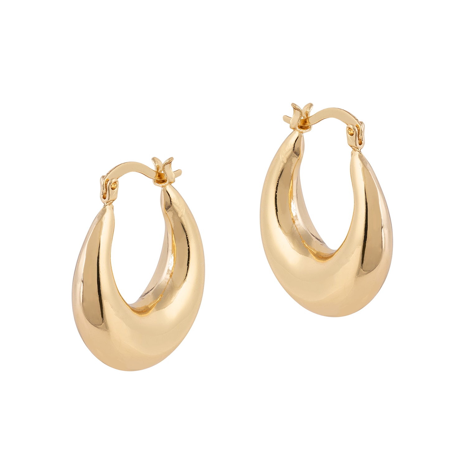 Amadeus Women's Lola Large Moon Hoop Gold Earrings