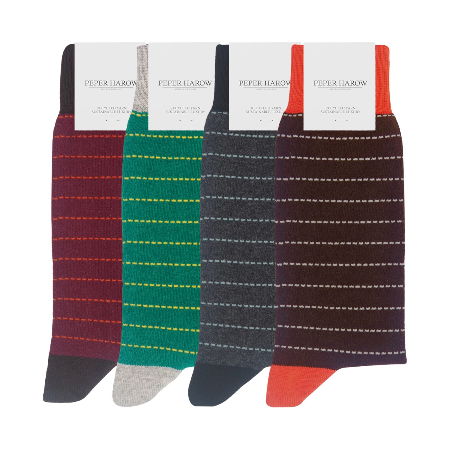 Peper Harow - Made In England Dash Men's Socks Bundle - Maroon, Brown, Charcoal, Green In Black/brown/eed/green