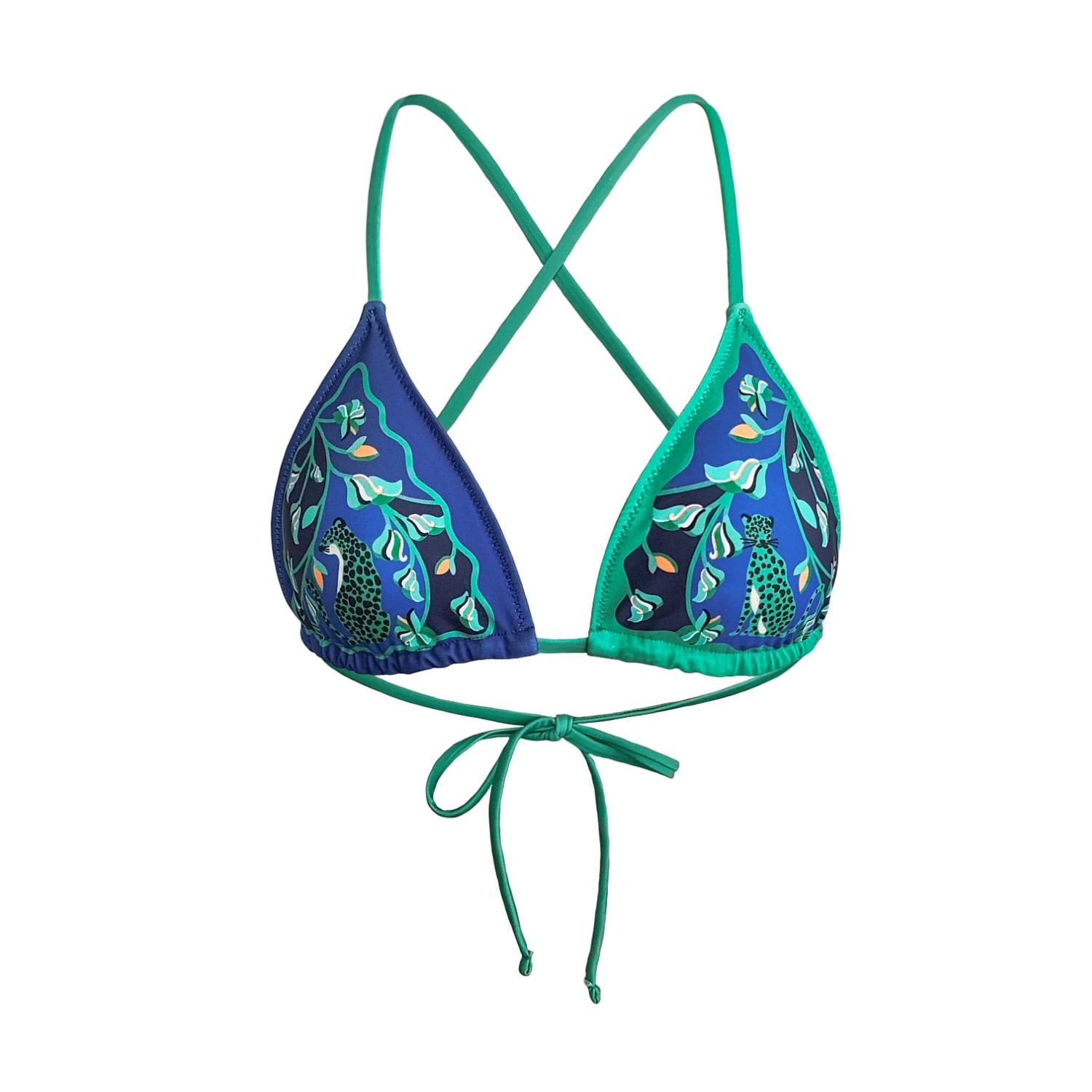 Women's Blue / Green Verdant Wild Reversible Triangle Bikini Top