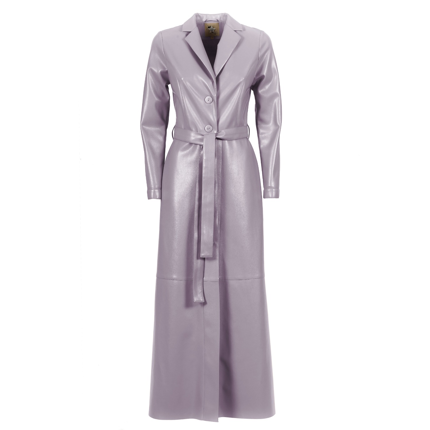 Light Purple Long Button-Up Eco-Leather Trench | Julia Allert