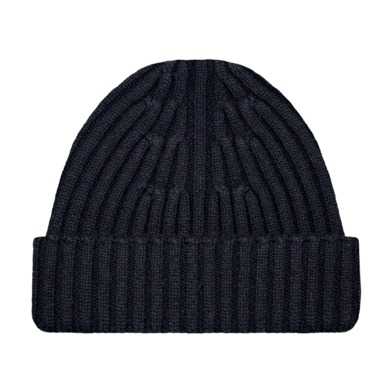 Paul James Knitwear Men's Blue Heavyweight Merino Cashmere Tiberius Ribbed Beanie - Submarine Navy In Blue