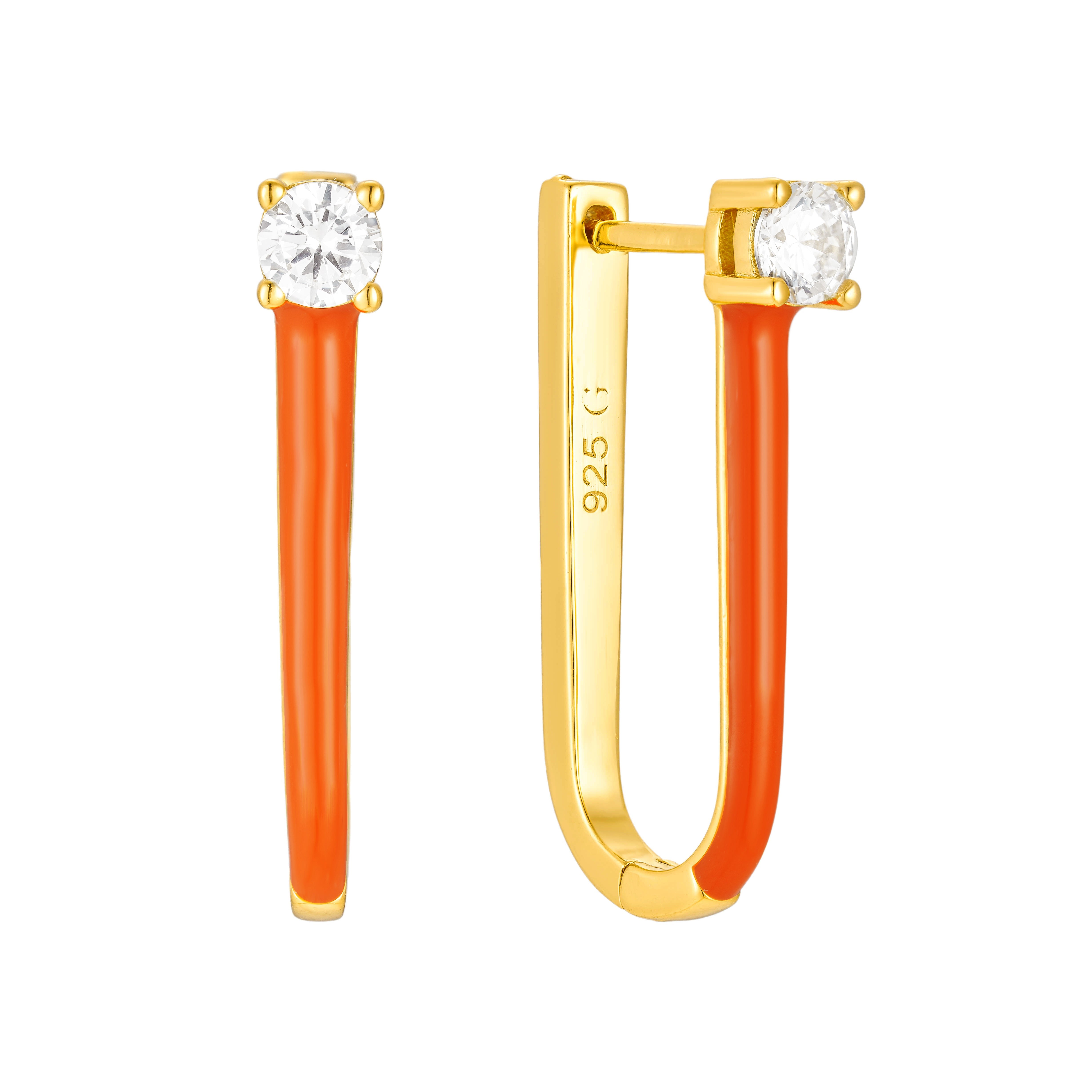 Gold Trip Women's Yellow / Orange / Gold Apricot Enamel U Hoop Earrings In Gold In Red