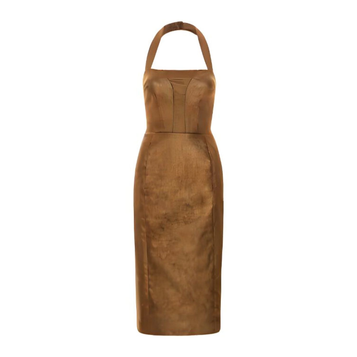 Women's Neutrals / Brown / Gold Aliza Bronzed Vevlet Halter Dress | Medium | Lahive