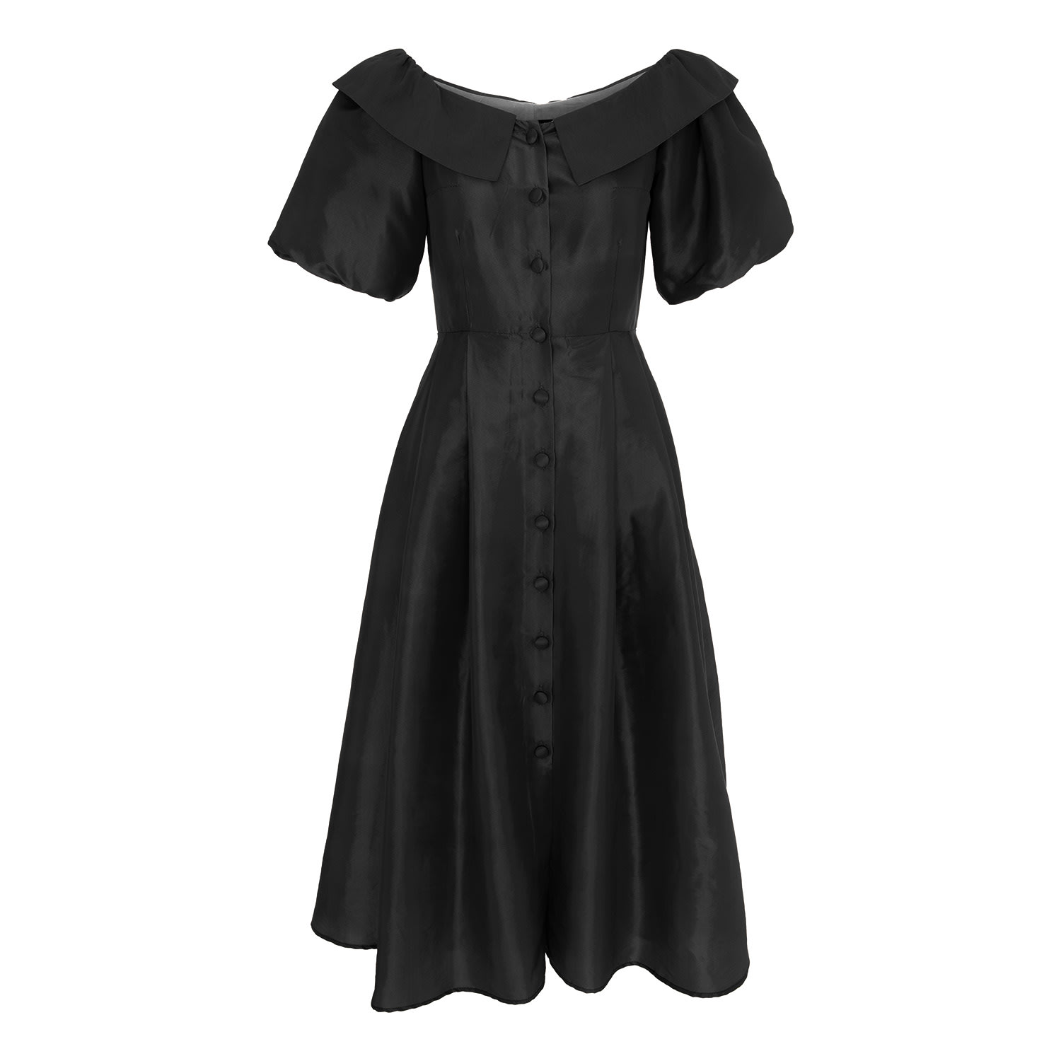Izabela Mandoiu Women's Midi Evening Gown In Black With Cropped Shoulders In Black